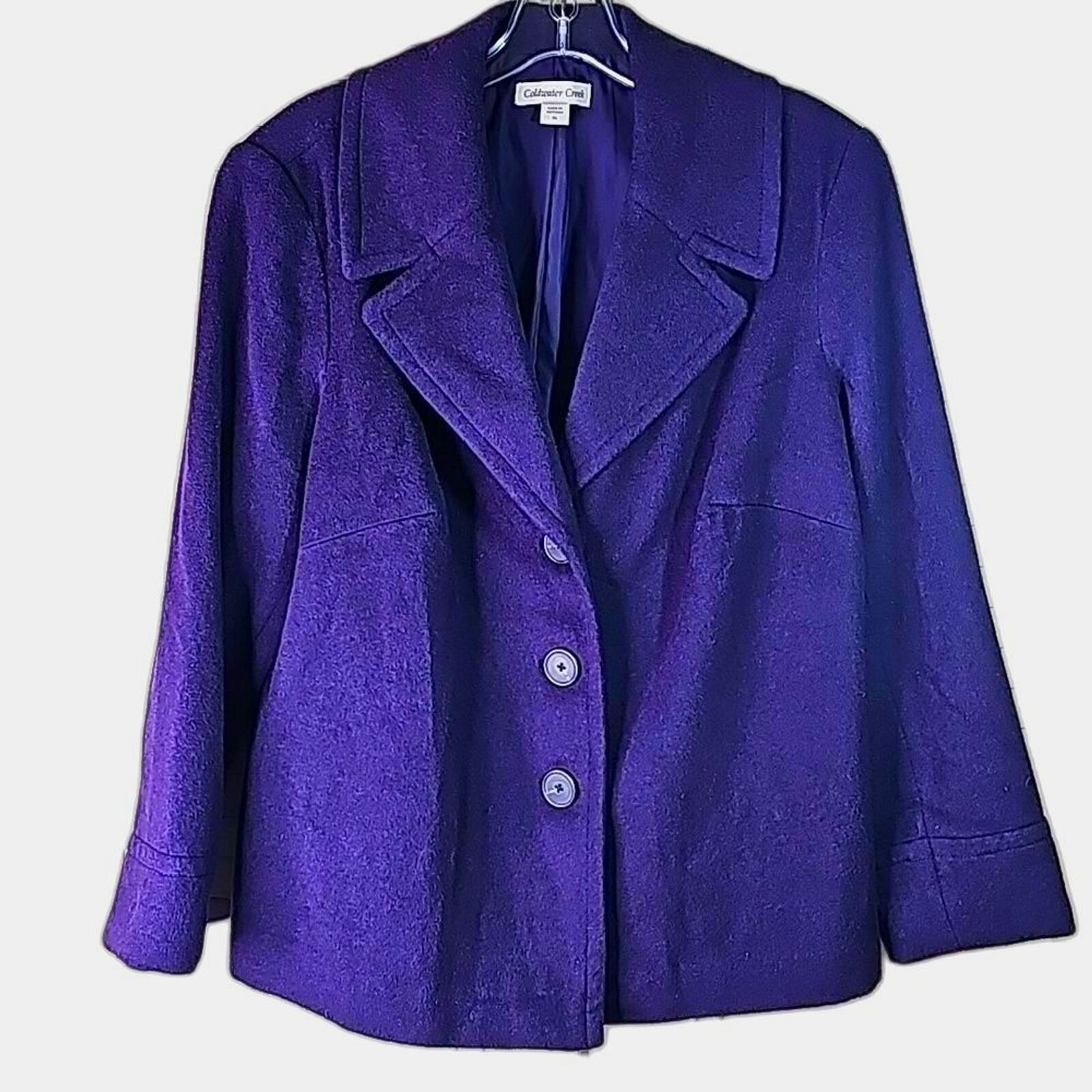 Jacket by Coldwater Creek Wool Blend Purple Button Frt Fully Lined Size 16 Plus