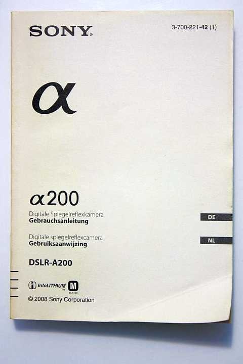 Manual A 200 DSLR-A200 A-200 A200 Description