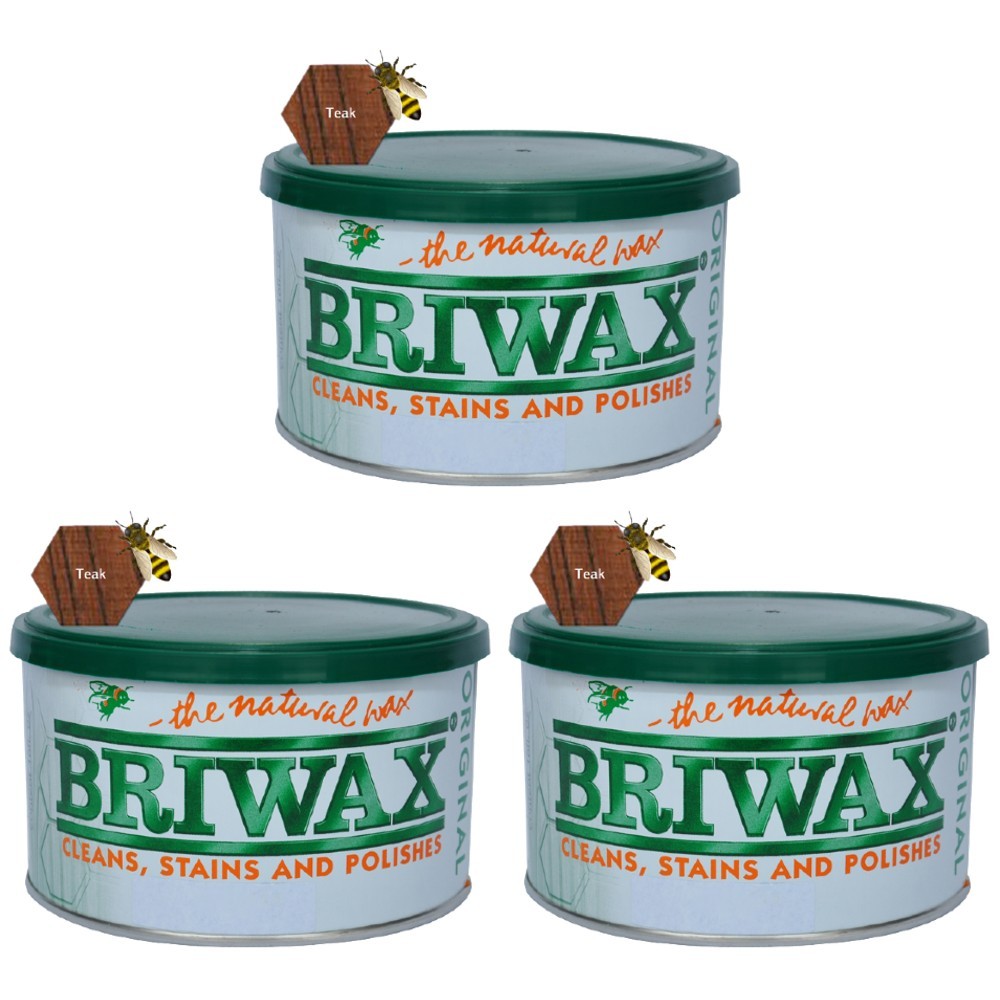 16 Oz. Teak Furniture Wax Polish by Briwax - Cleans Stains and Polishes (3 Pack)