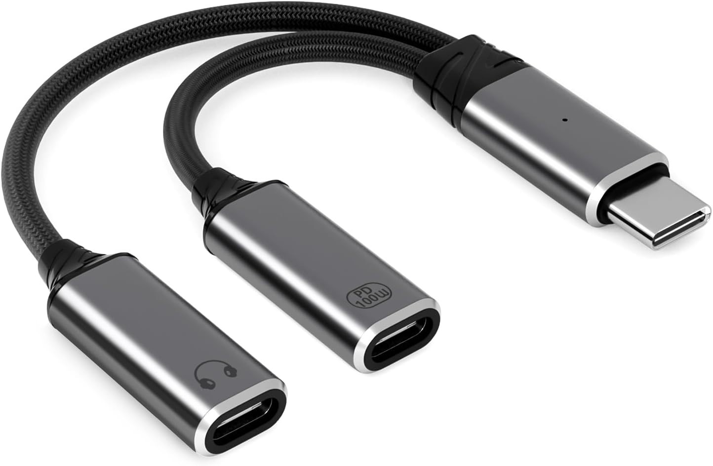 USB C Splitter，2 in 1 USB C Headphone and Charger Adapter Audio Dongle Cable wit