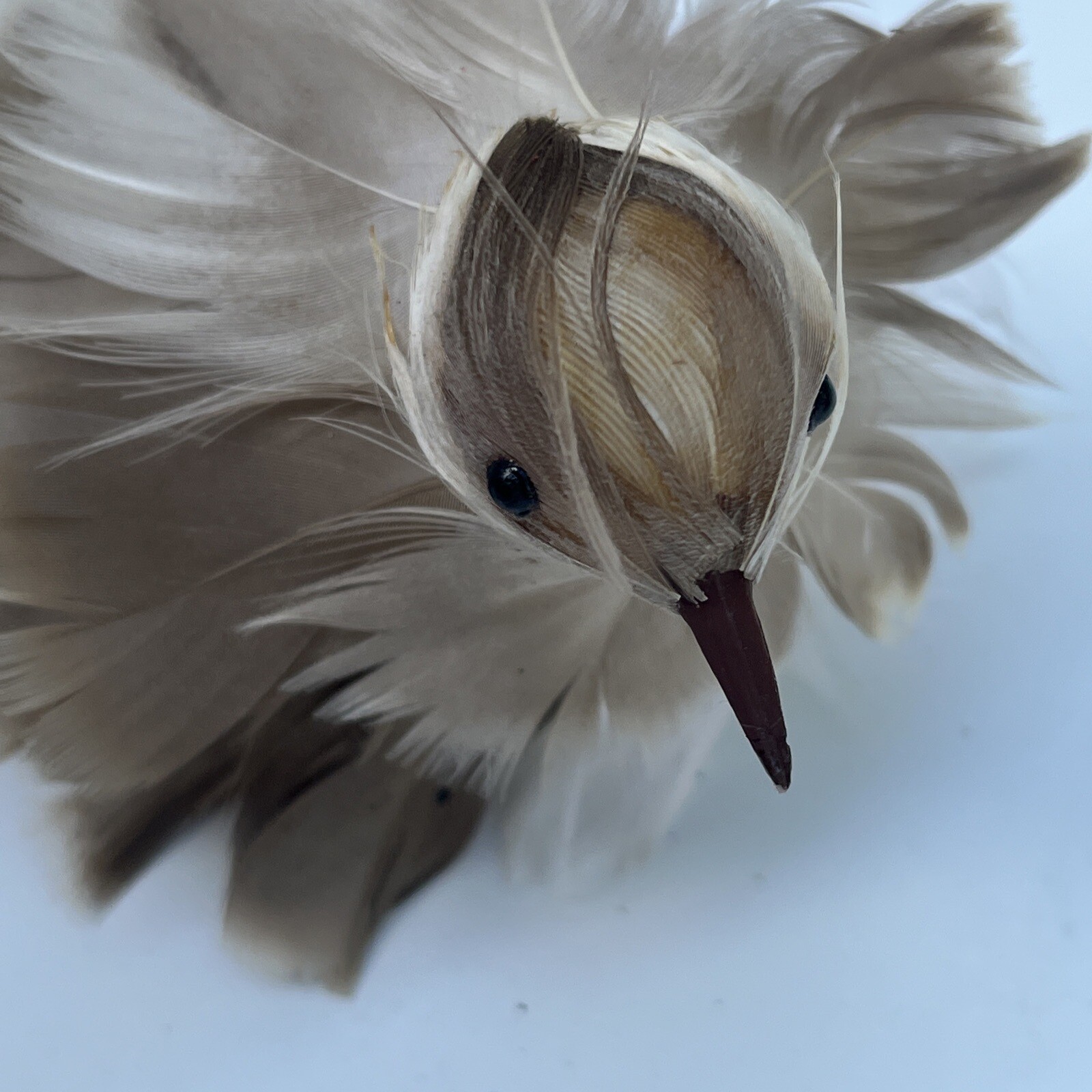 Vintage Hand Made Feathered Bird Brown Long Tail Christmas Tree Ornaments