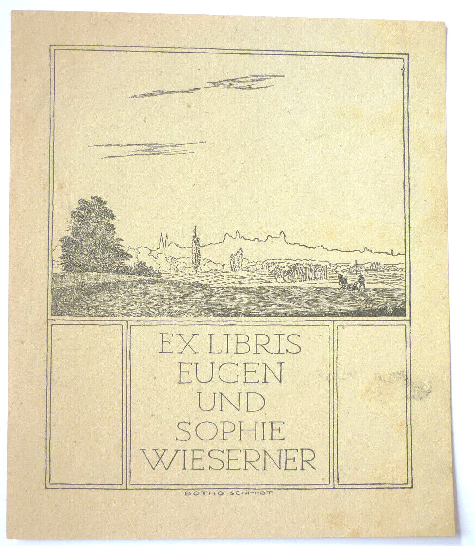 Exlibris, Bookplate "Wieserner" Art Nouveau, signed