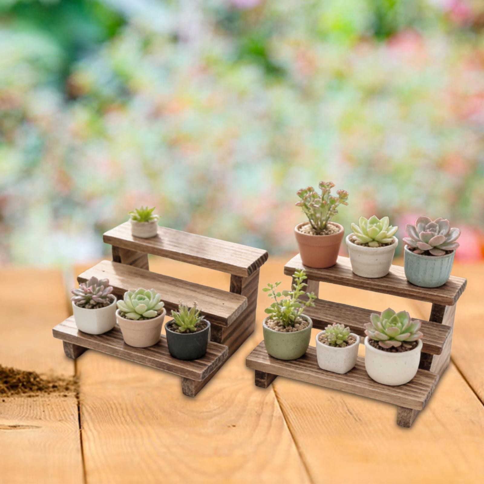 2x 1/12 Scale Mini Flower Stand Set Micro Landscape Decor Doll House Decor