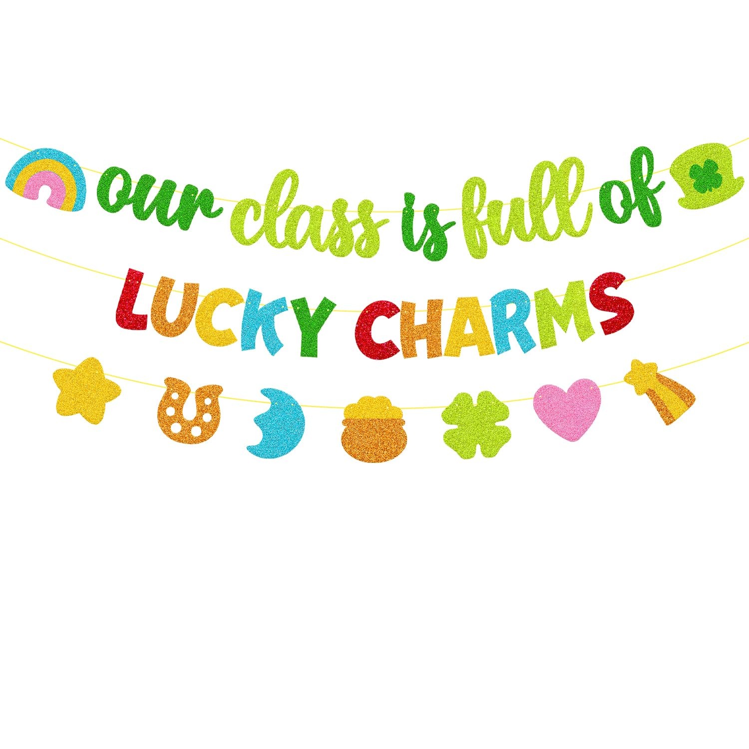 St. Patrick's Day Decoration Our Class is Full of Luck Charm Banner Green 
