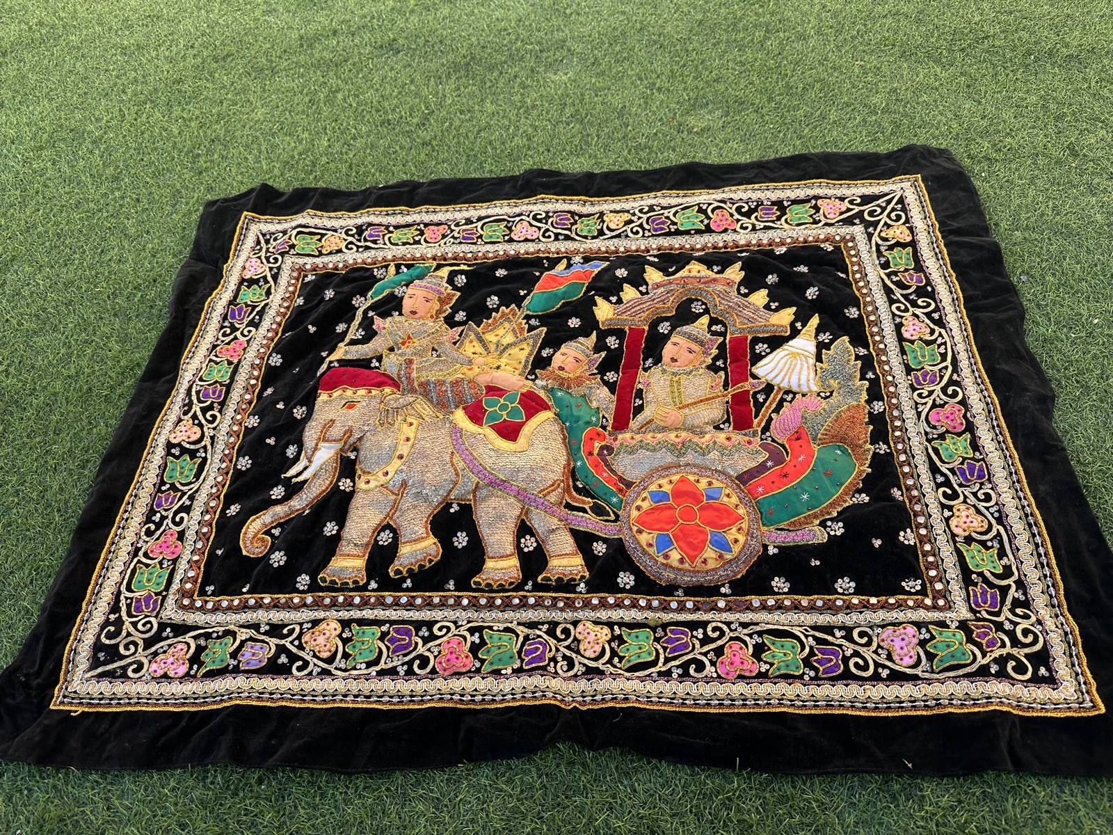 Unusual vintage embroidery wall hanging Tapestry  private collection