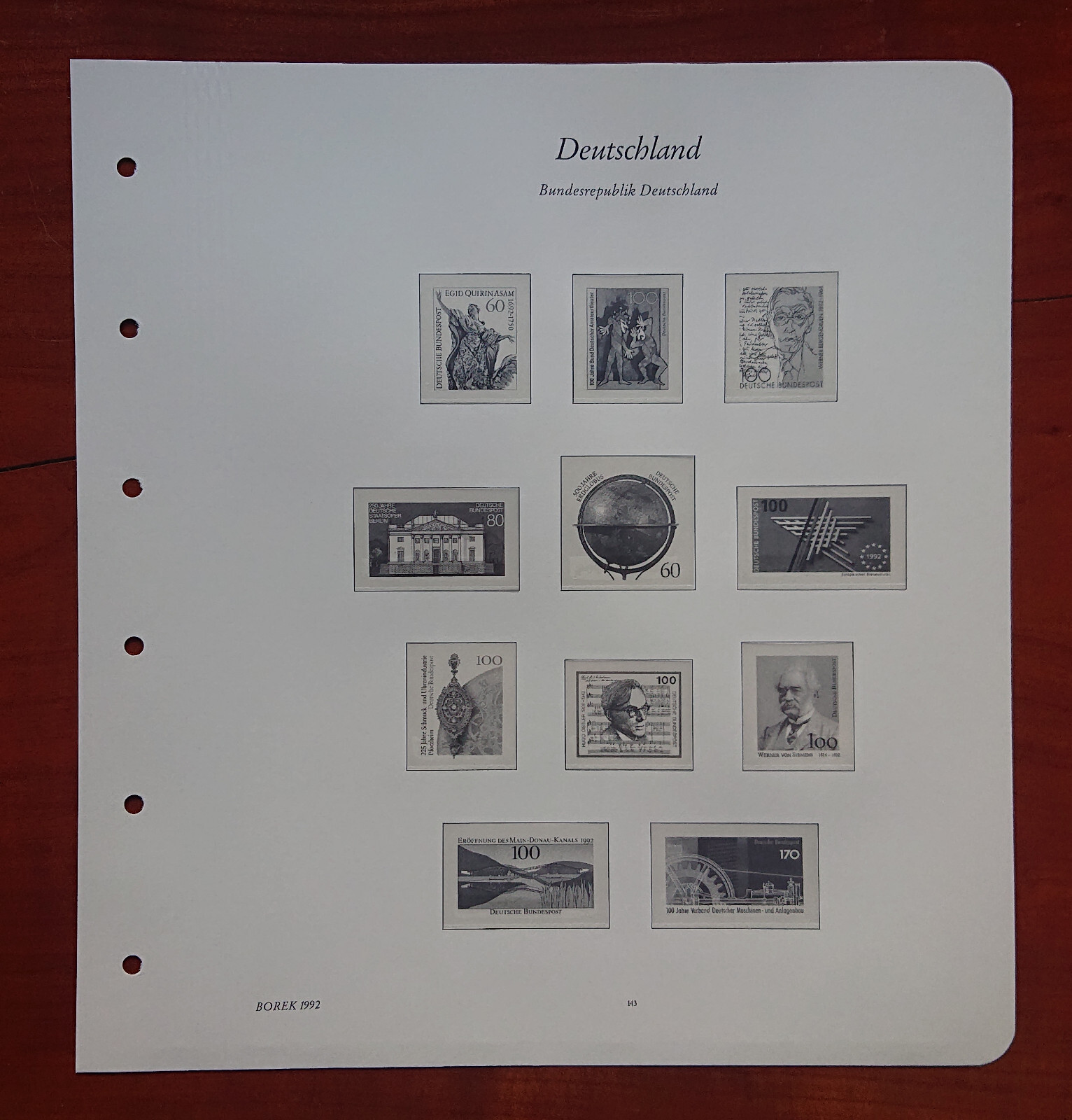 Vordruckblatt Federal Republic Germany Borek 1992 S.S.143 Art Culture Siemens