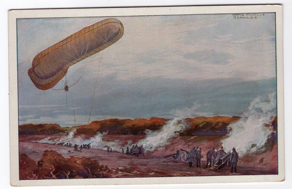 Zeppelin/ Air Mail Postcard Zeppelin Balloon In The Field Unused (EA2462)