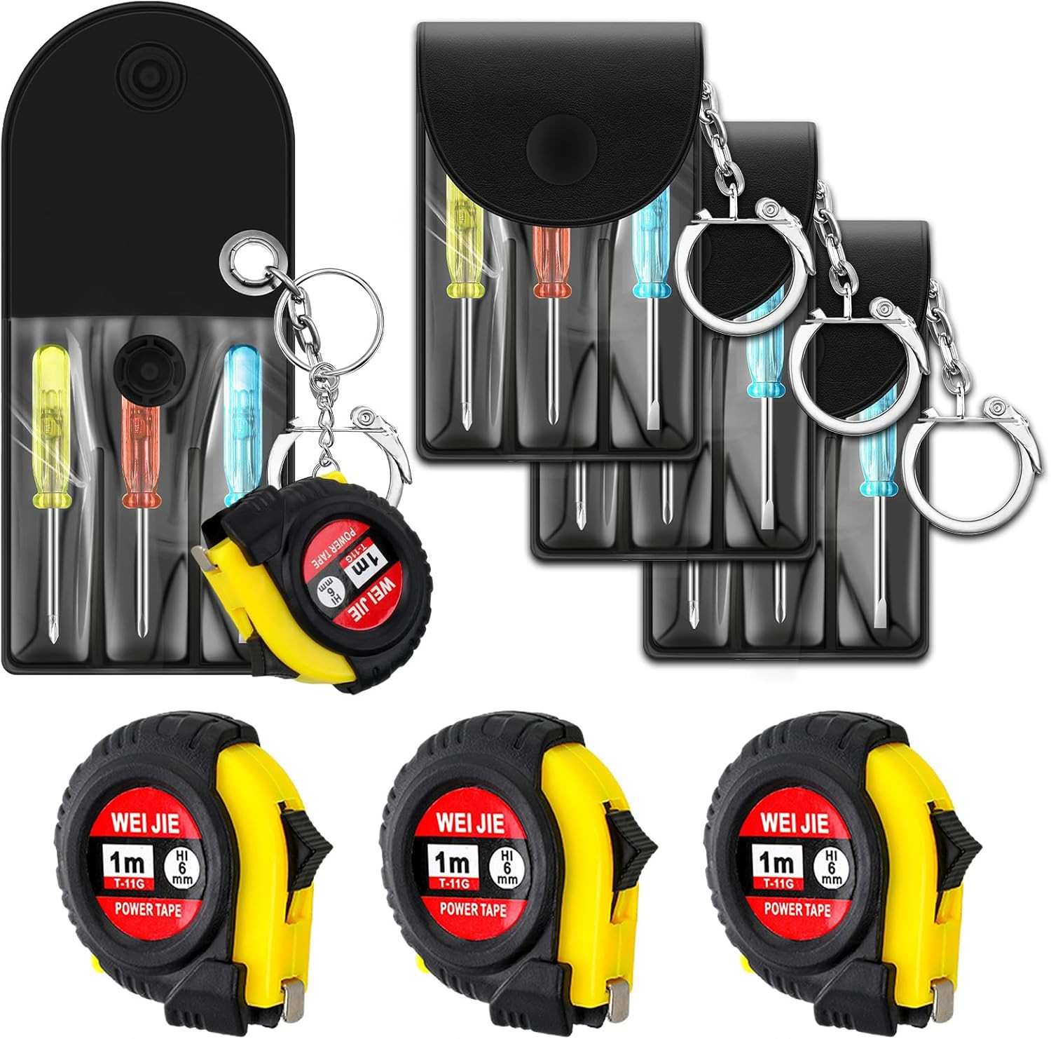Pocket Tool Keychain Set Mini Screwdrivers and Tape Measure 6 PCS Gifts for Men