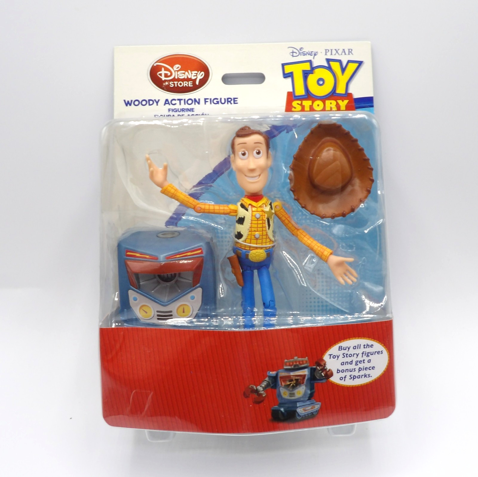 Disney Store Toy Story Woody Action Figure with Build Sparks Part Factory Sealed