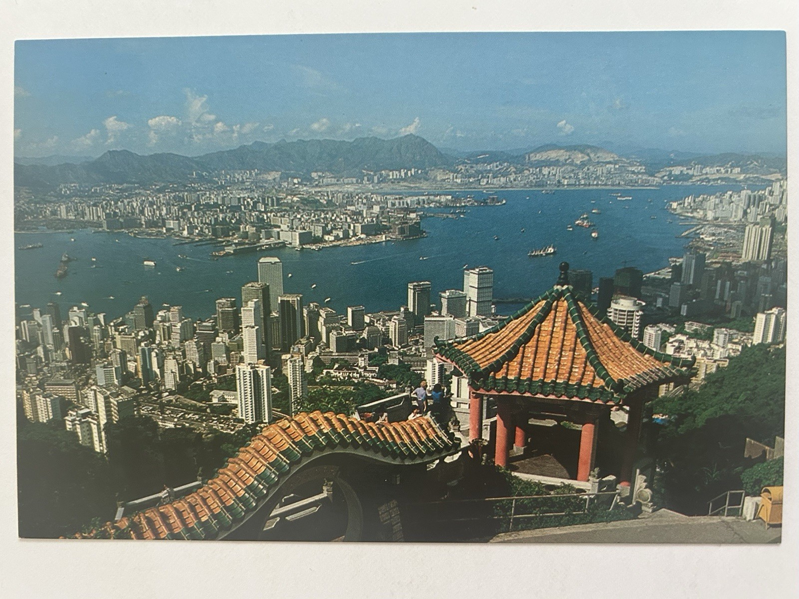 Hong Kong China Vintage 4x6 Postcard | Aerial View From The Peak | Harbor Boats