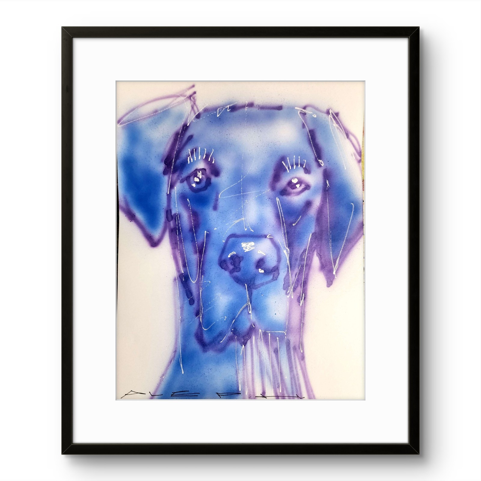 Aleph Original Art Dog 14x11 Abstract Expressionist Painting Gallery Paper