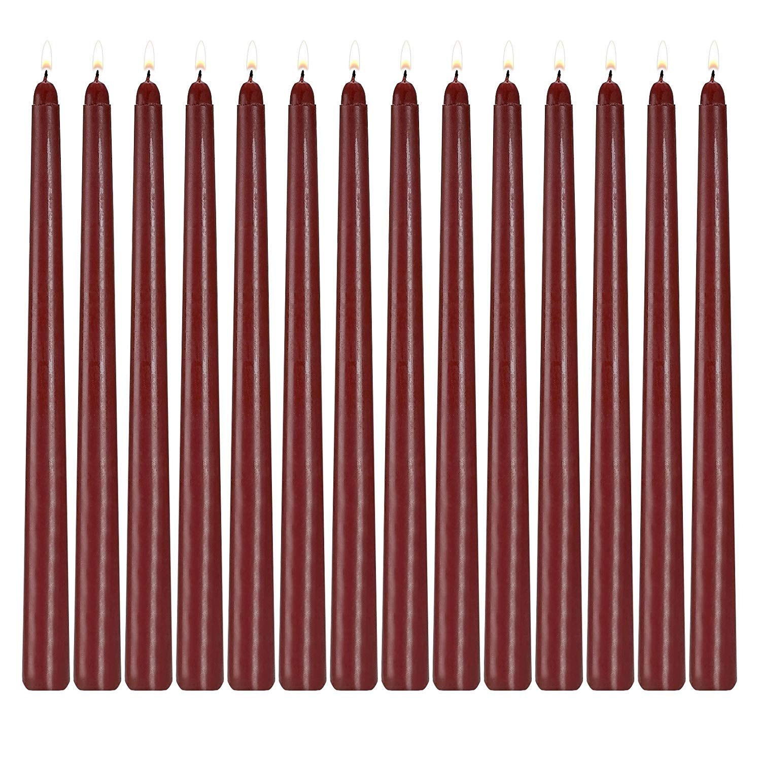 Howemon 14 Pack Dark Red Taper Candles 12 Inch Burgundy, 12"14pcs-Burgundy 