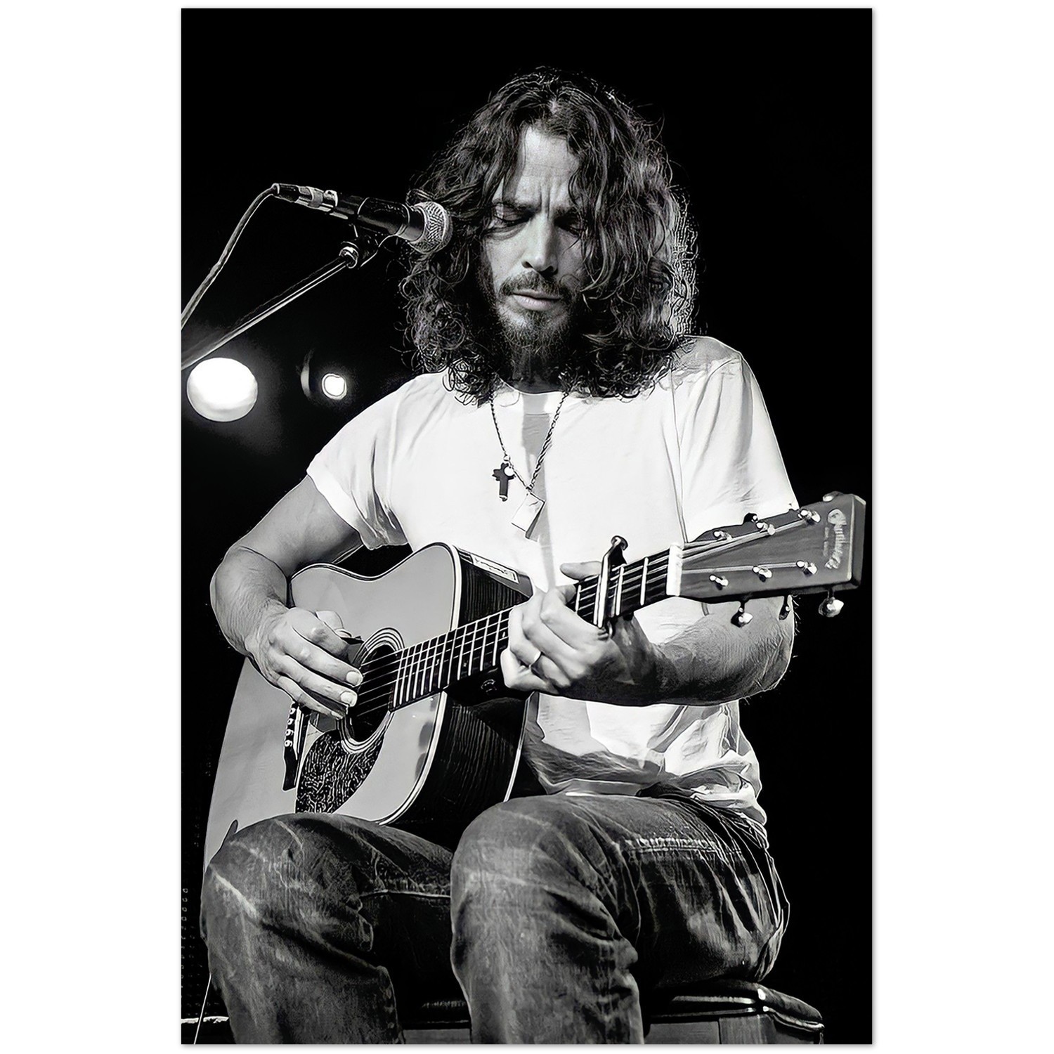 Chris Cornell Acoustic Poster Wall Art A0 Large Print Decor Monochrome