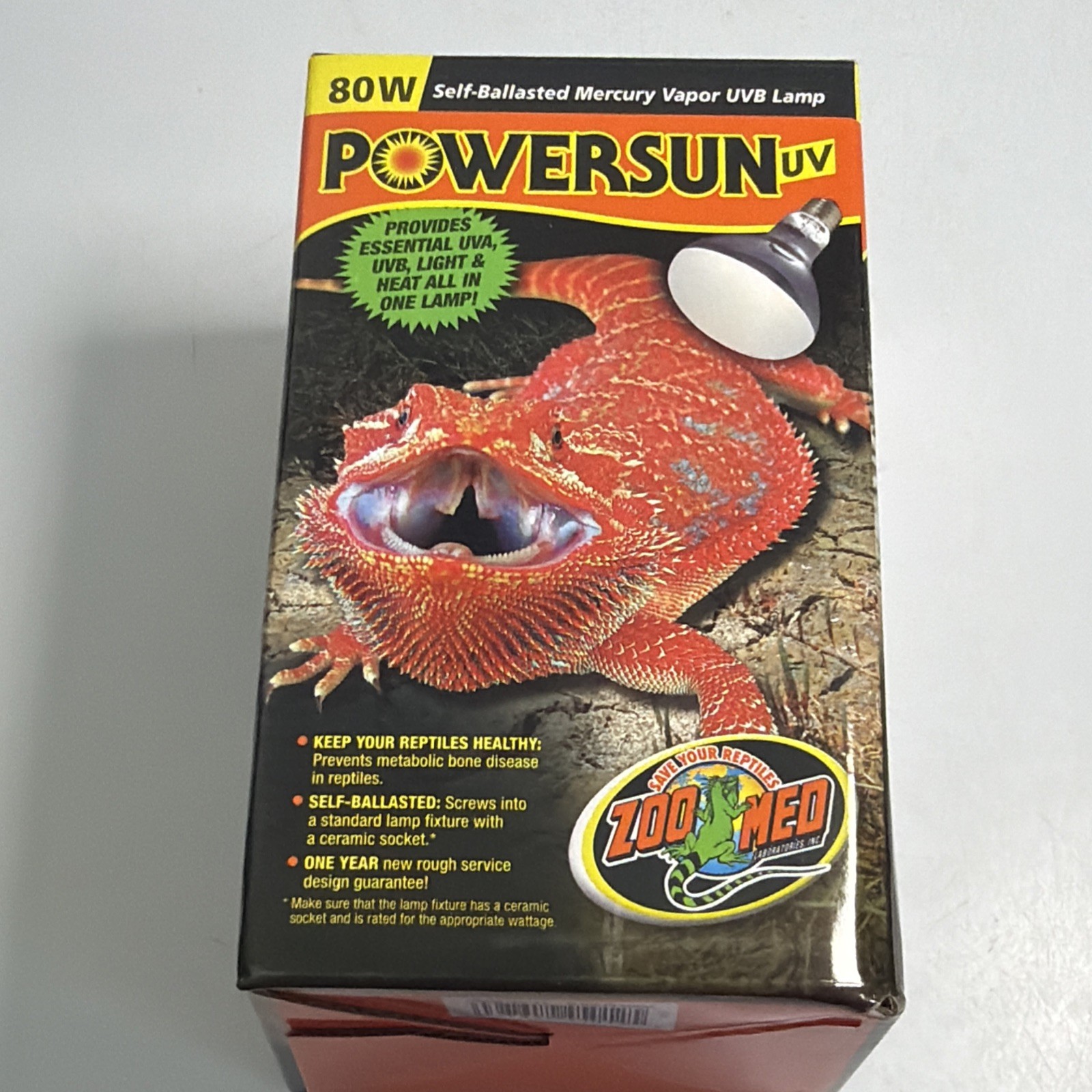 Zoo Med PUV-12 PowerSun Mercury Vapor UVB Lamp 80 Watt Light Bulb New W/ Box