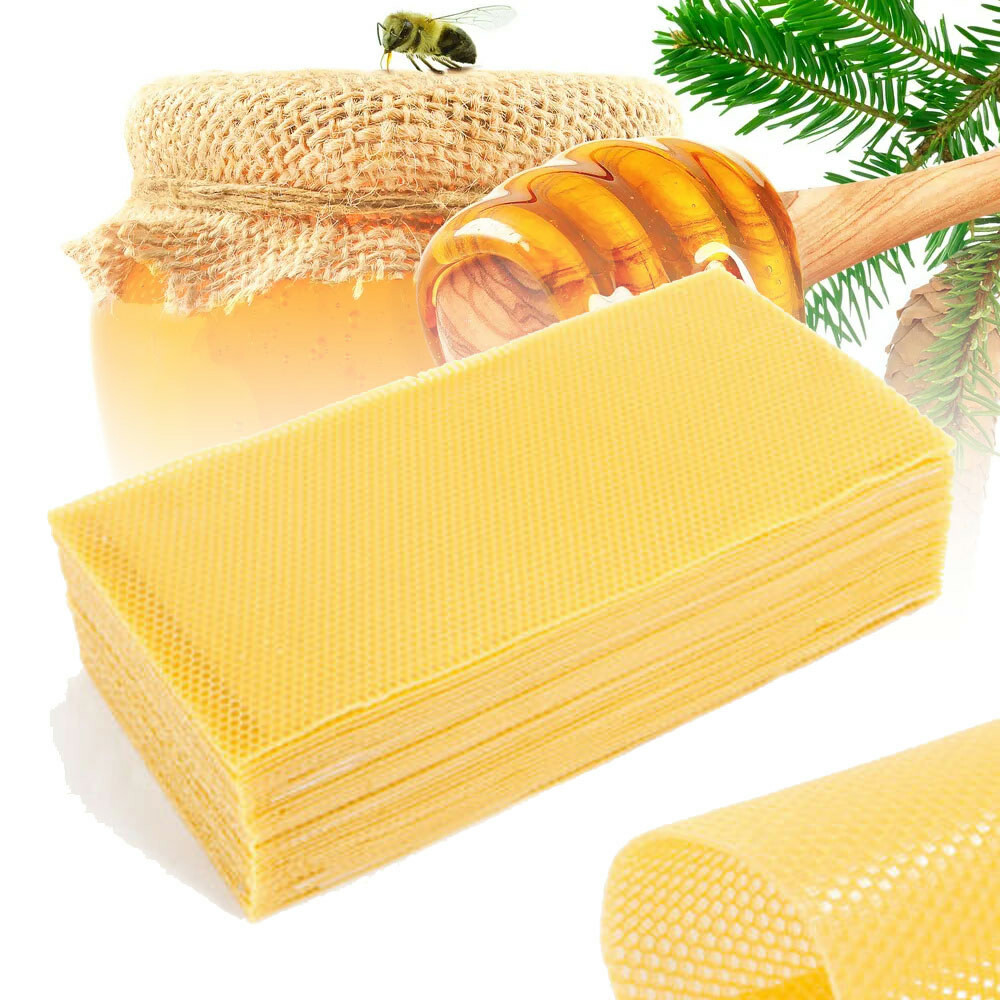 60Pcs Honeycomb 7.7"x16.3" Wax Frames Beekeeping Foundation Honey Bee Hive Tools