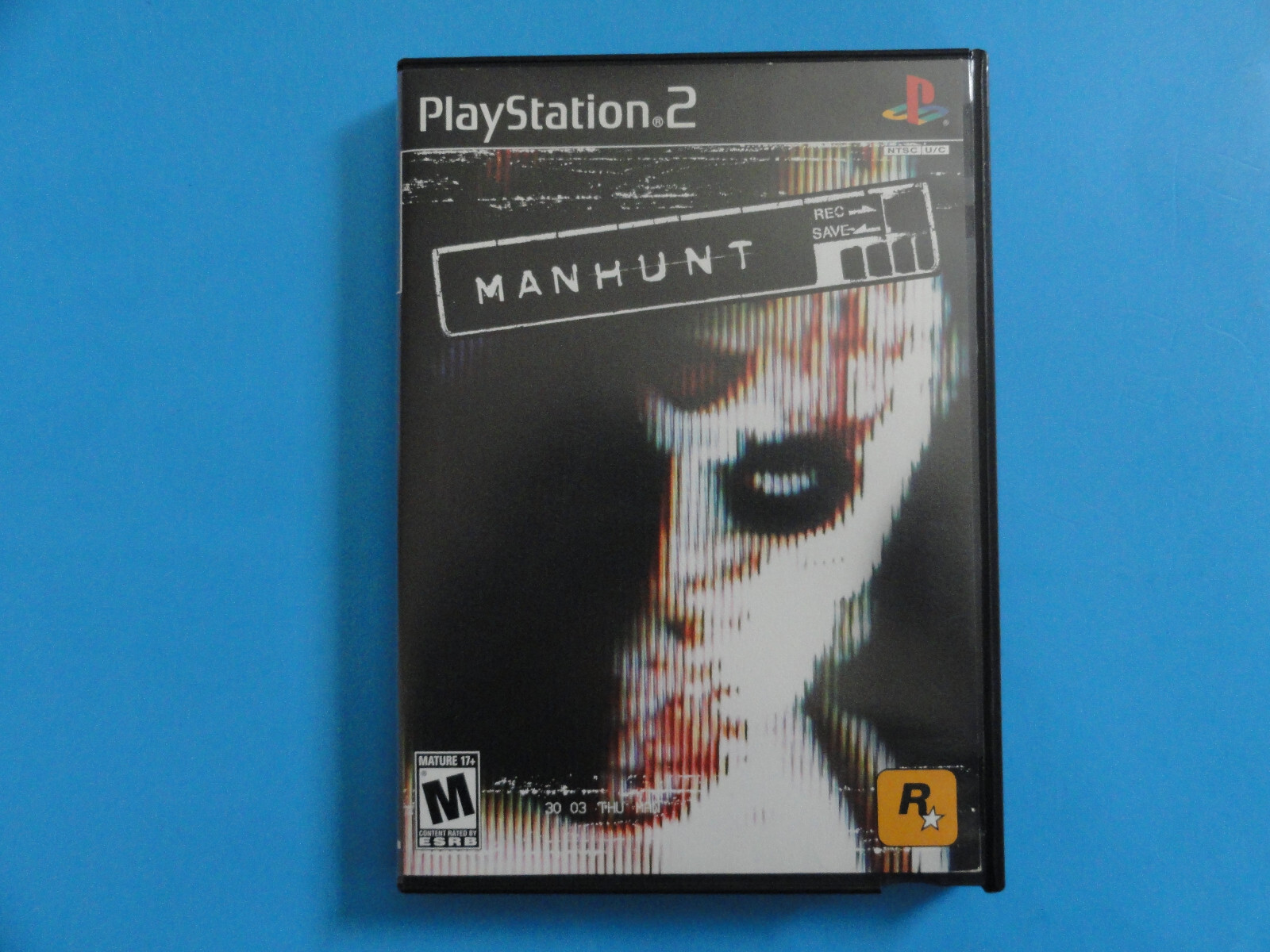 PS2 MANHUNT - ORIGINAL COVER ART AND BLOCKBUSTER VIDEO CASE NO GAME