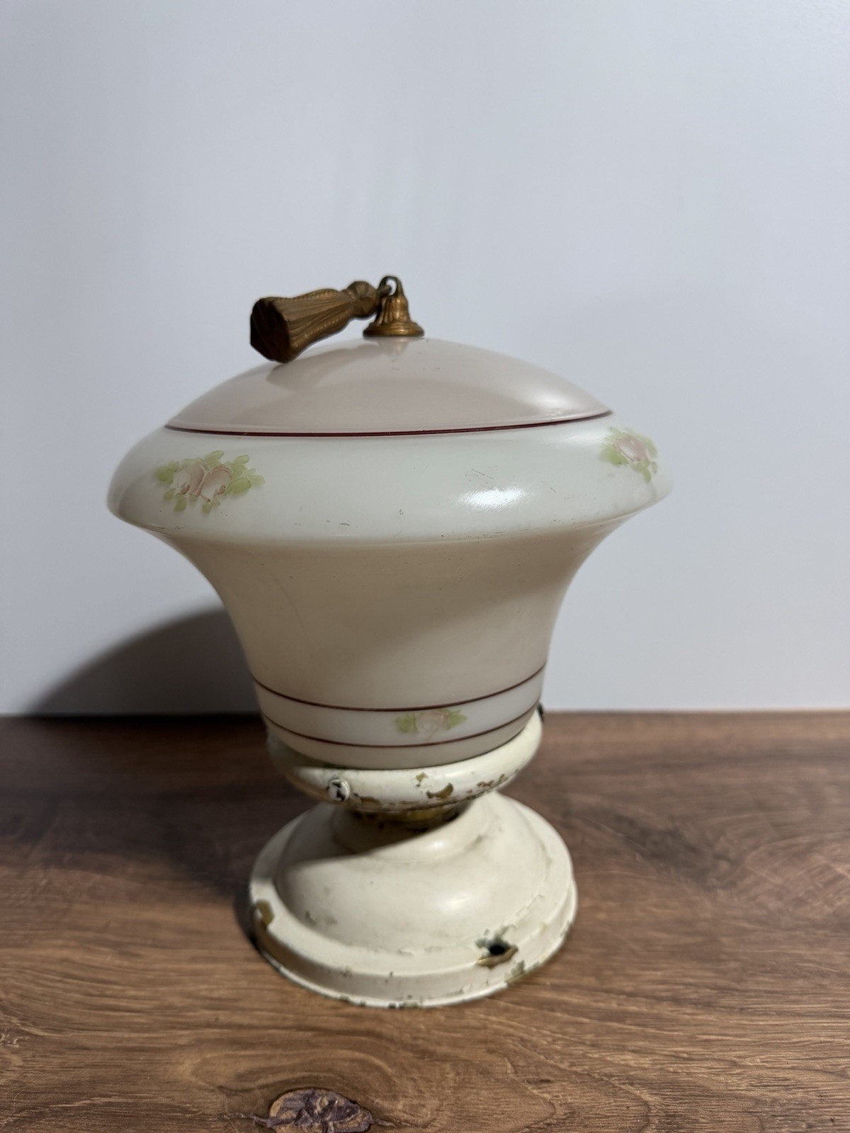 Art Deco 1940’s Radiant Light Fixture Brass And Glass