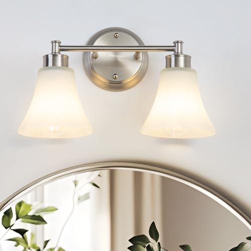  2 Light Bathroom Vanity Light Brushed Nickel Bathroom Lighting Fixtures Over 
