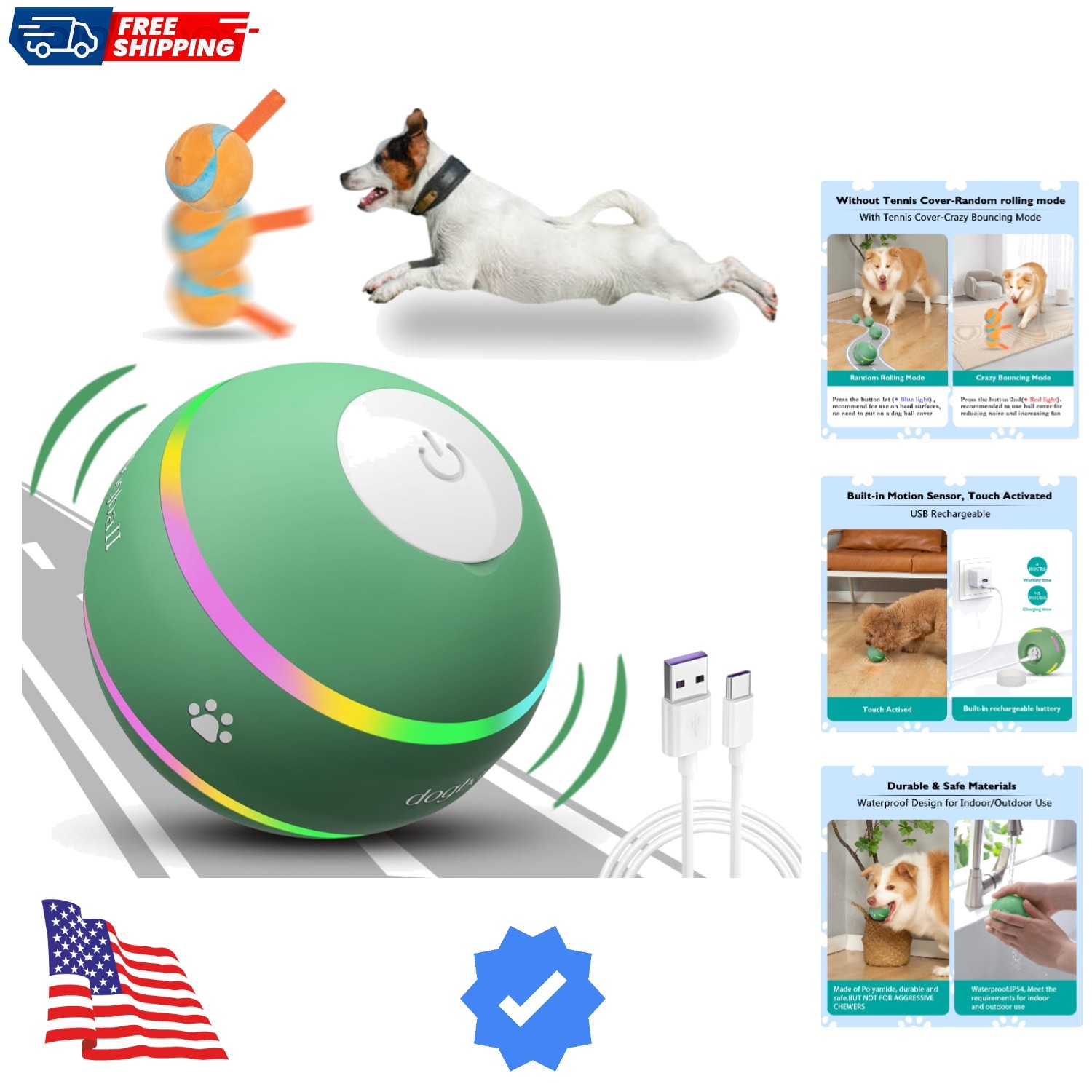 Dog Balls,The 3rd Generation Interactive Toys for Puppy/Small/Medium/Large Do...