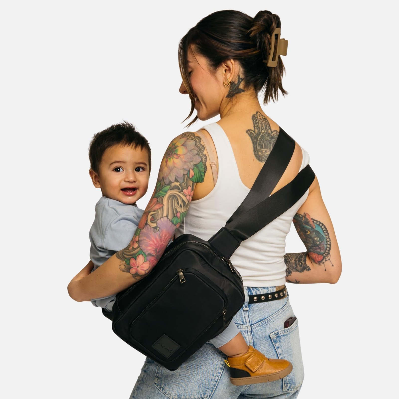 Perch Hip Carrier Diaper Bag – Mini Diaper Bag with Integrated Toddler Carrie...