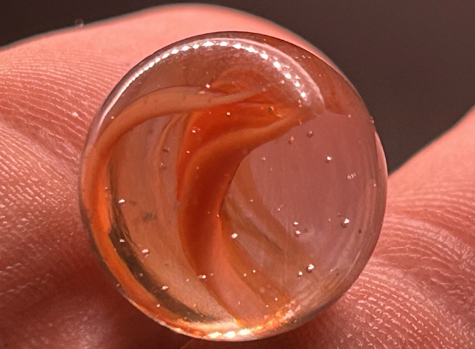 Vintage Vitro Agate Peltier Glass 0.59” Wispy Transitional Marble Cats Eye NM