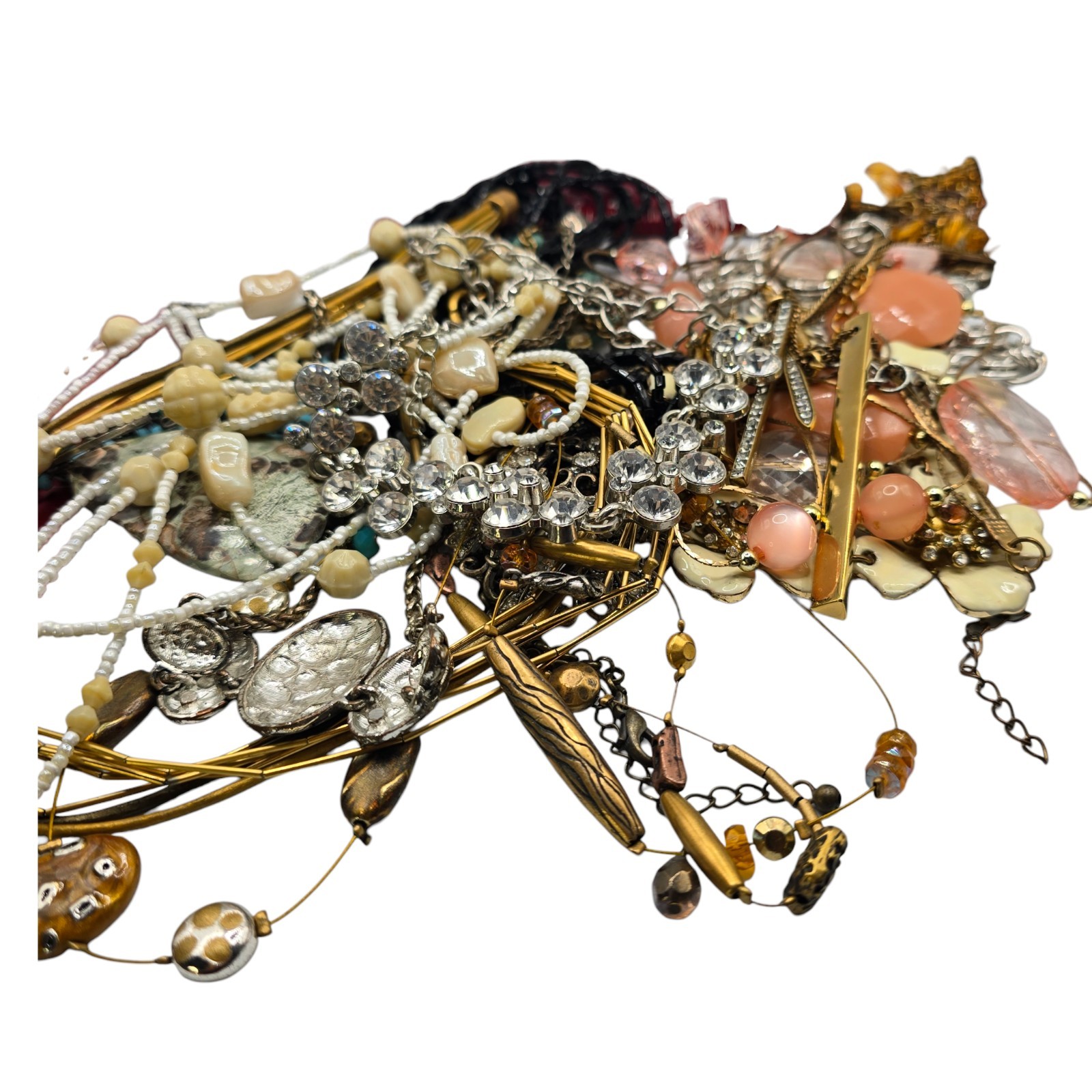 Jewelry Lot Junk Craft Necklaces Mixed Approx 1 Lb Vintage Modern SKU 3084 READ 