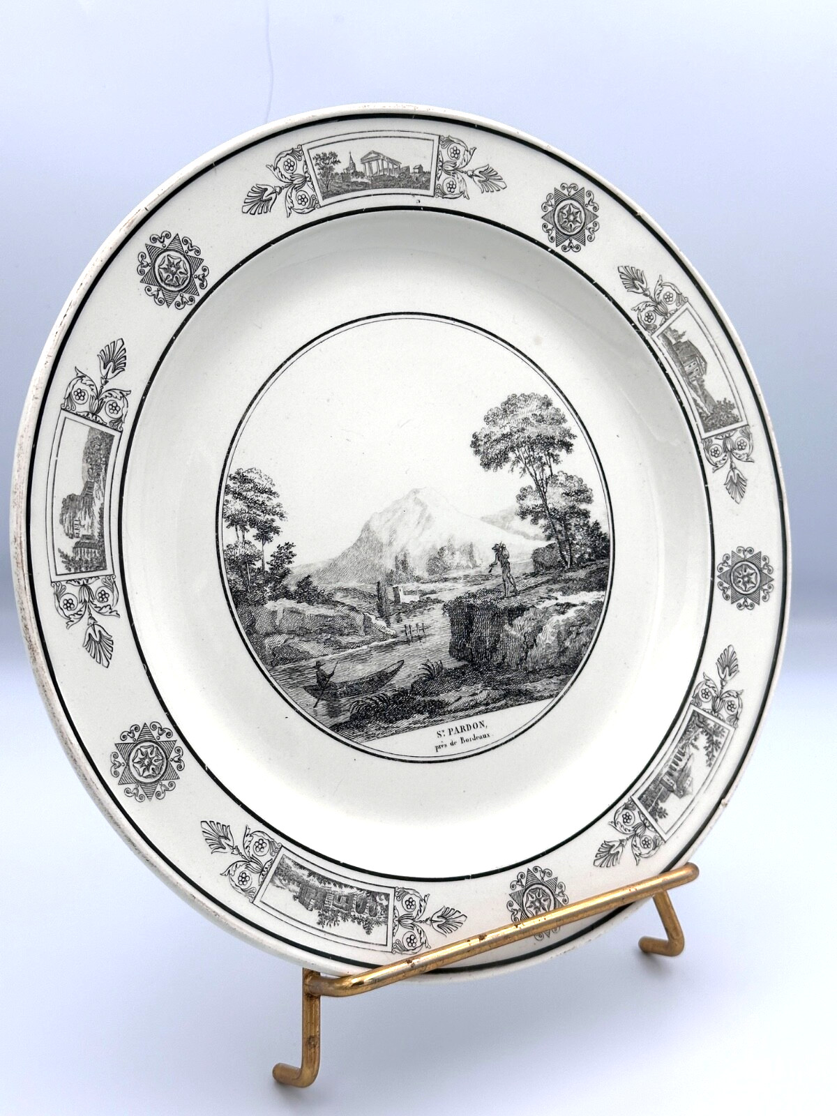 Antique Plate In Fine Faience Creil 19th St Pardon Bordeaux