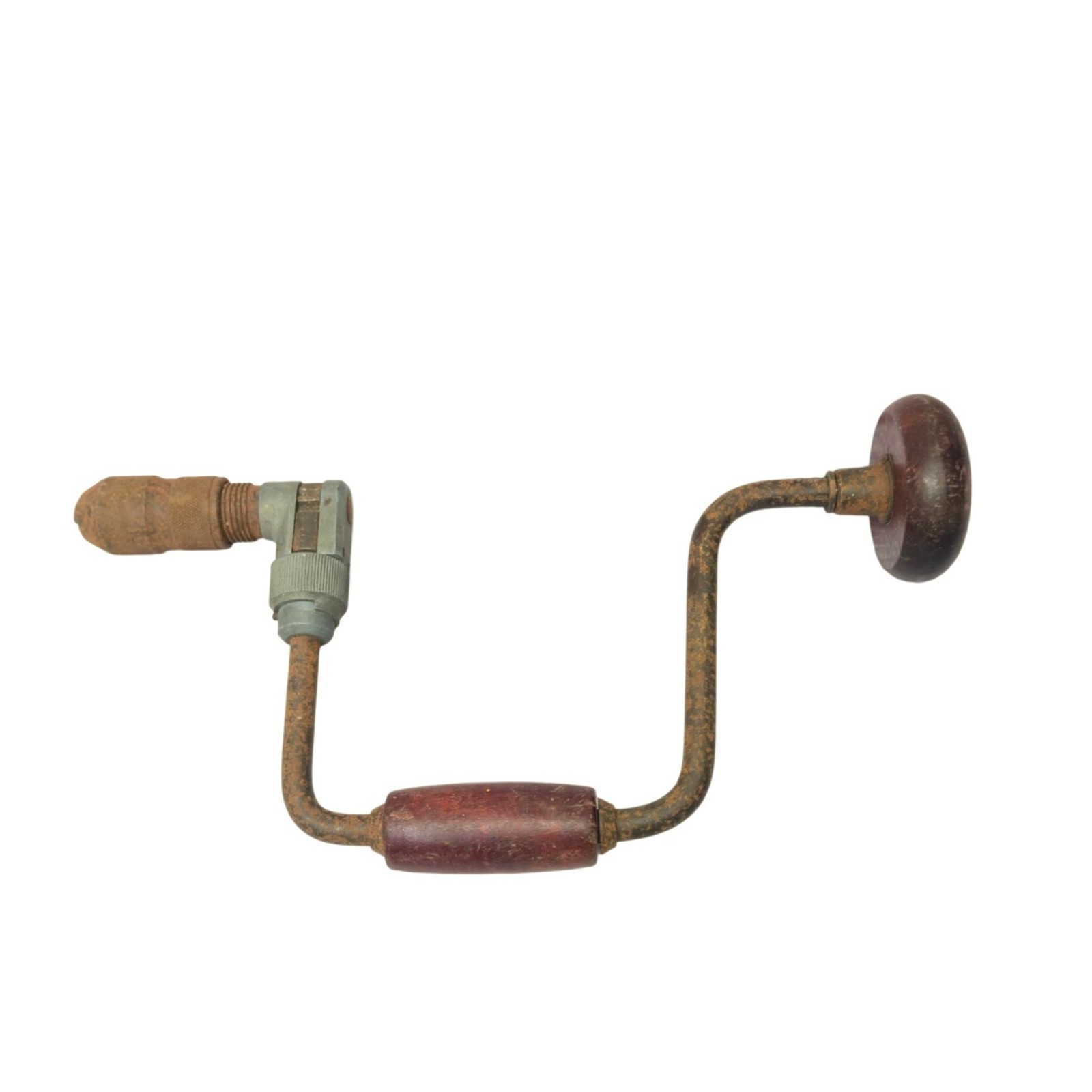 Antique Hand Crank Brace Drill Wood Handle Metal Primitive Tool Workshop Decor