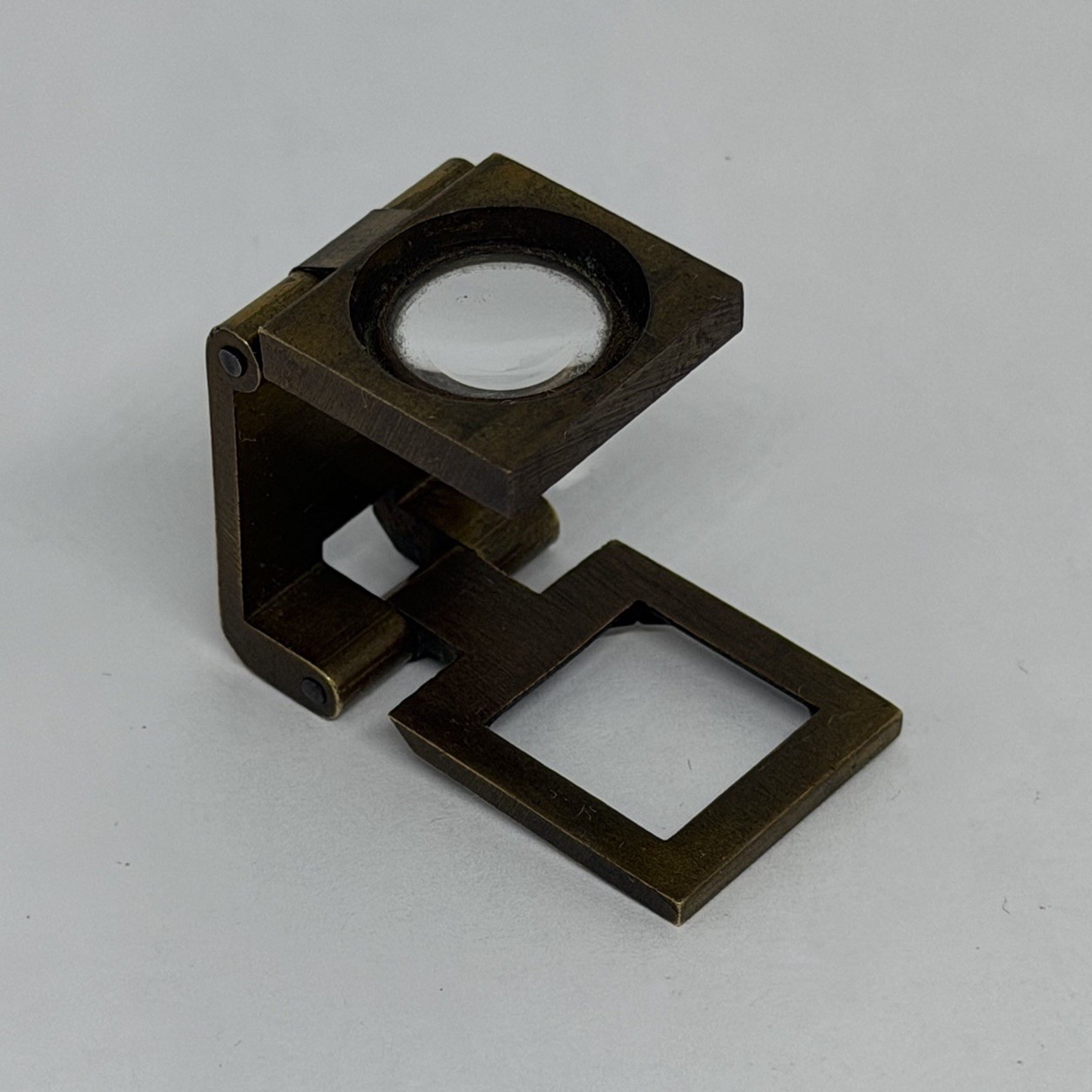 Small Vintage Brass Folding Magnifying Glass Jewelers Loupe Tiny Antique