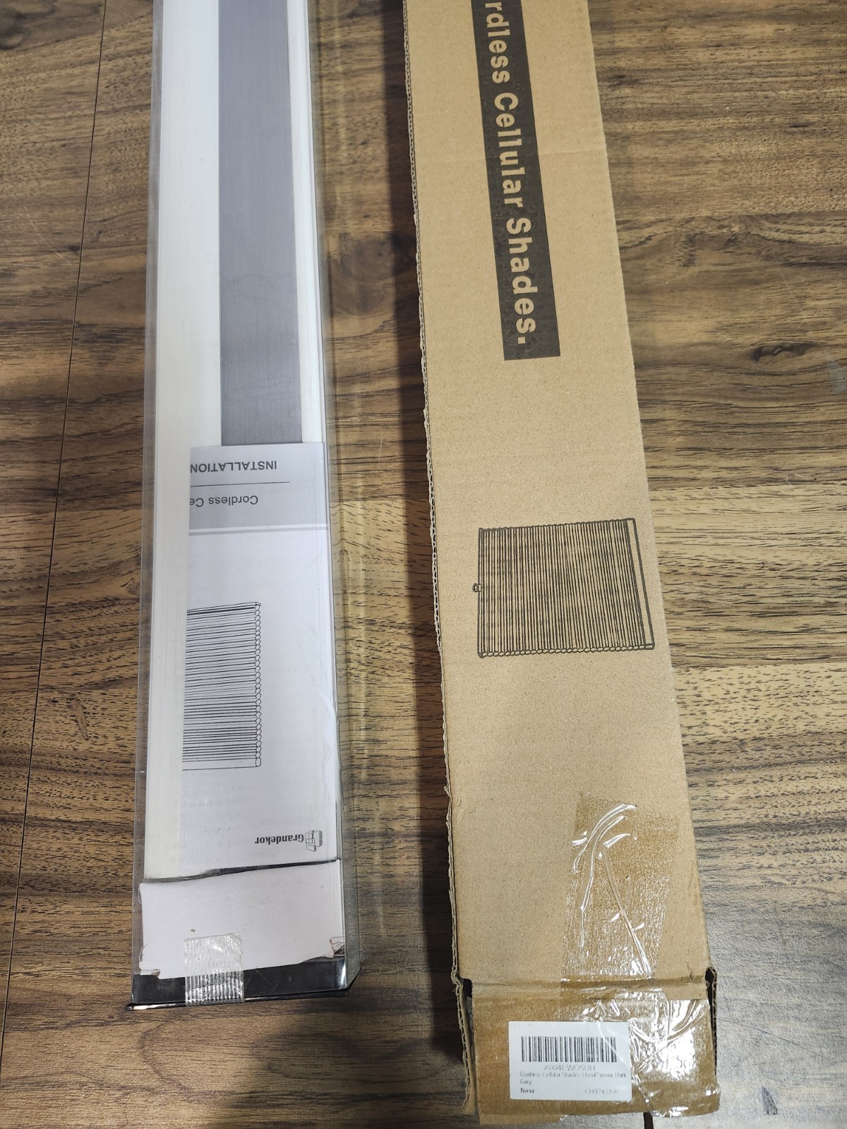 Cordlesss Cellular Shades Honeycomb 31X64" White Dark Grey