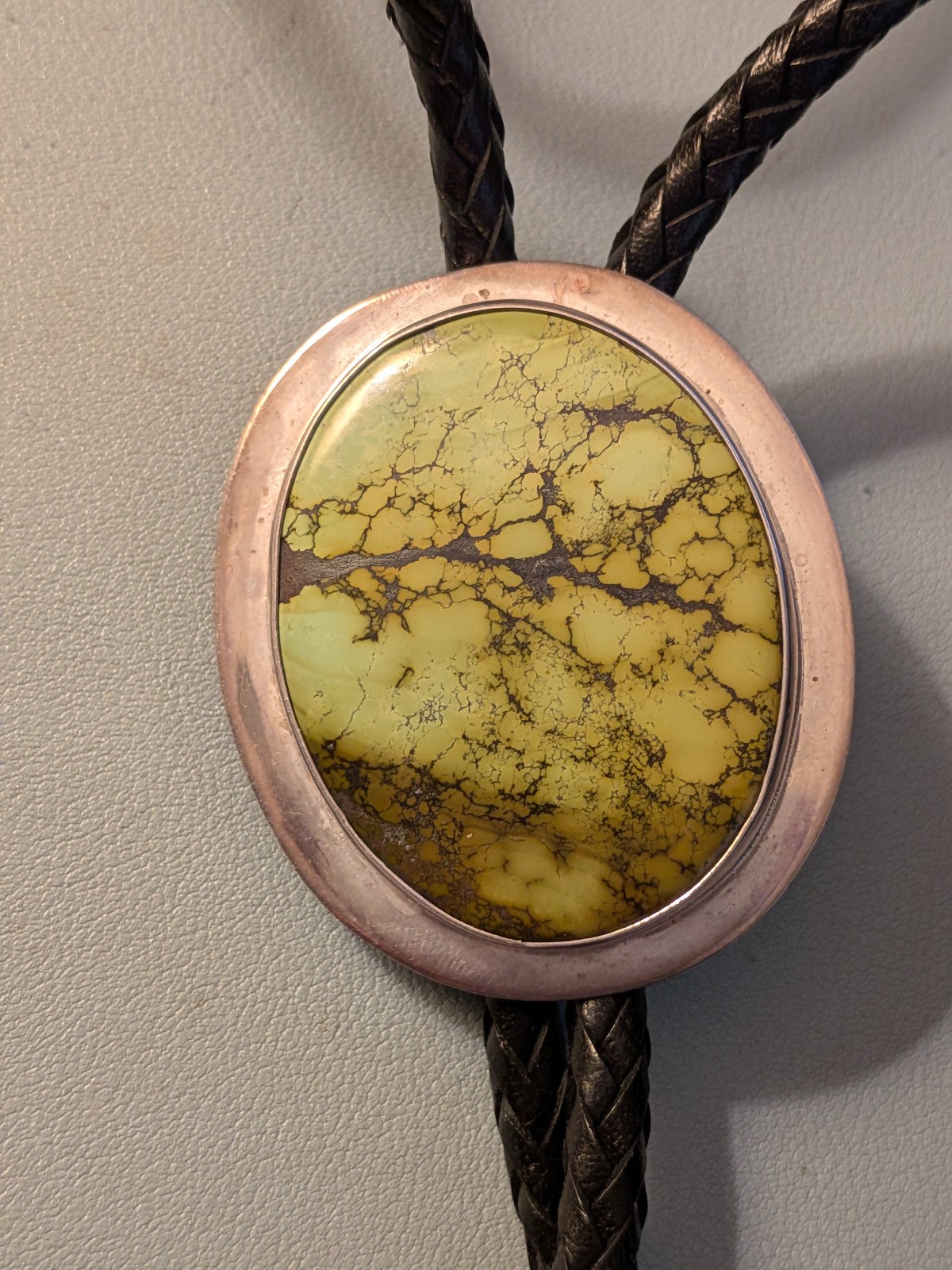 Beautiful opal bolo tie made by Opal Paquin, LAG-ZUNI. 44".