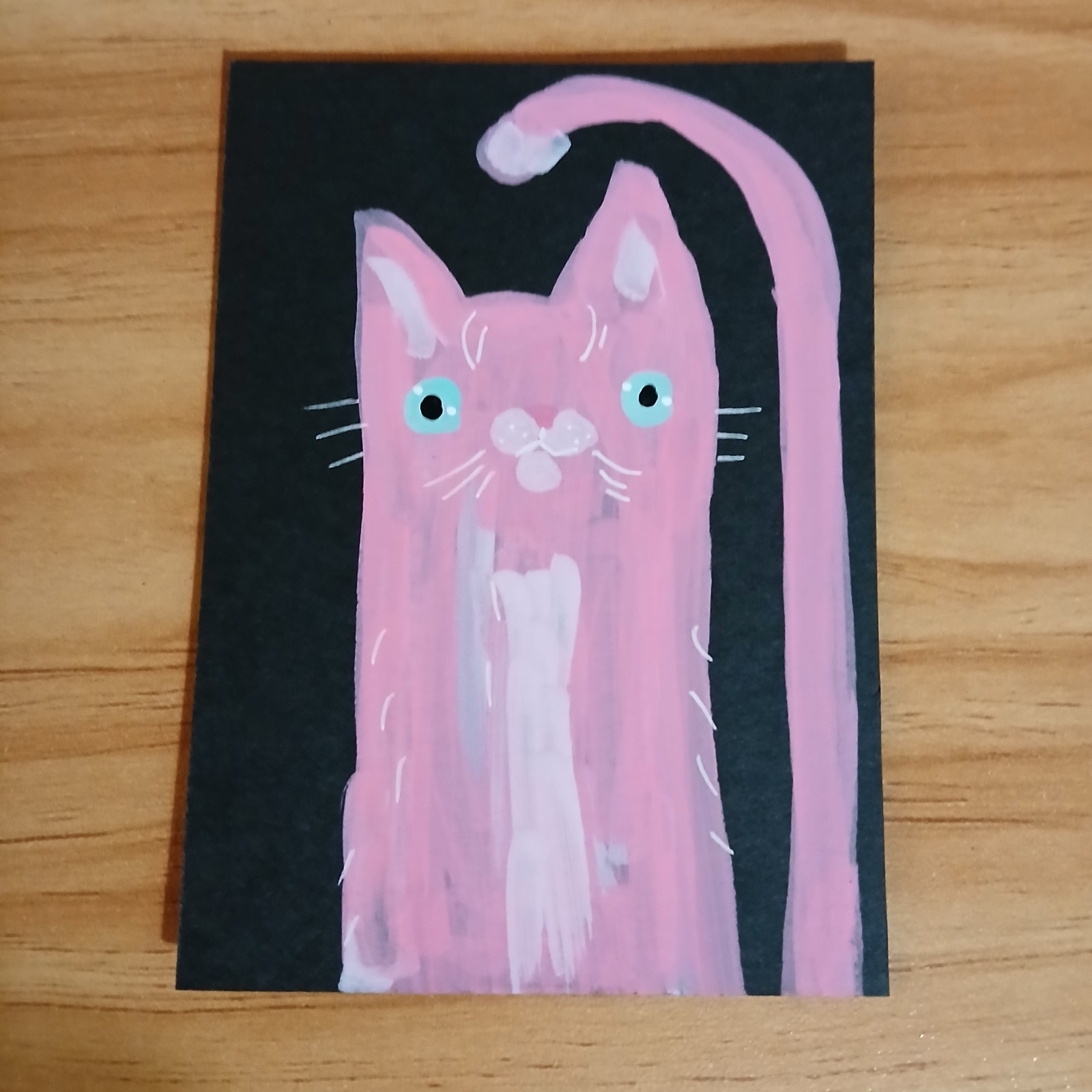 ACEO Original Pink Cat Art