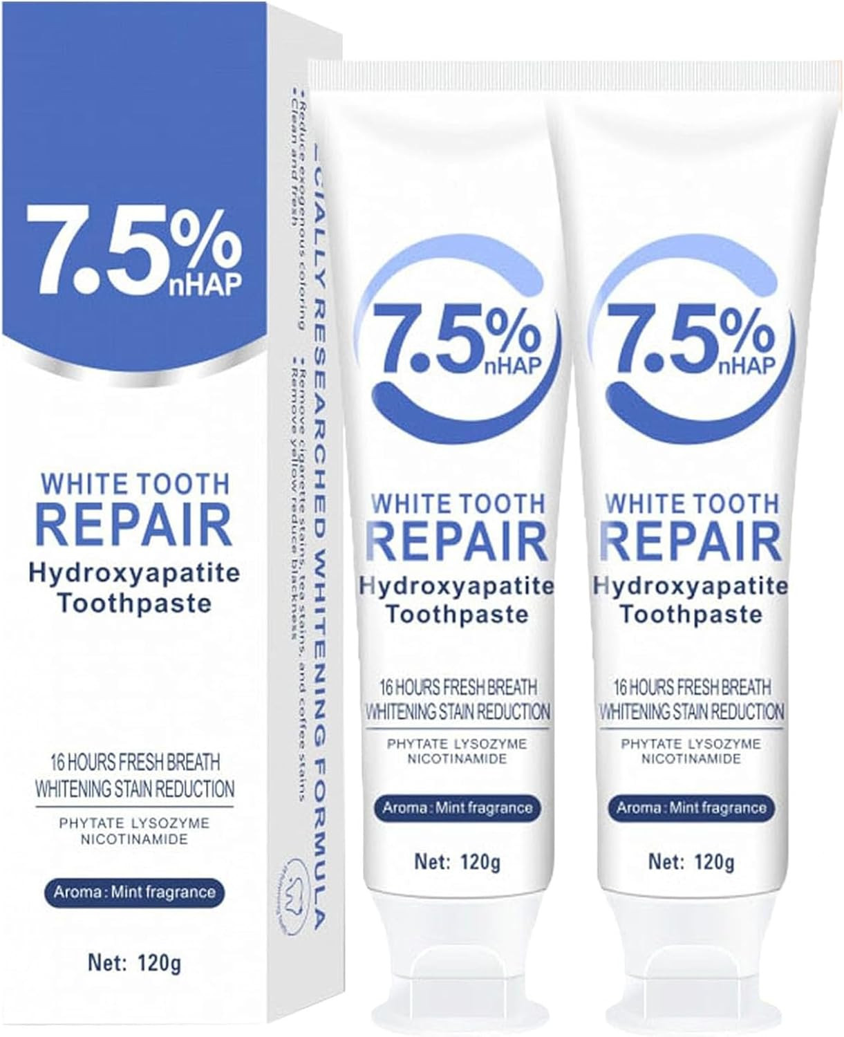 2Pcs 7.5% Hydroxyapatite Toothpastes for Enamel Protection and Tooth Strengtheni