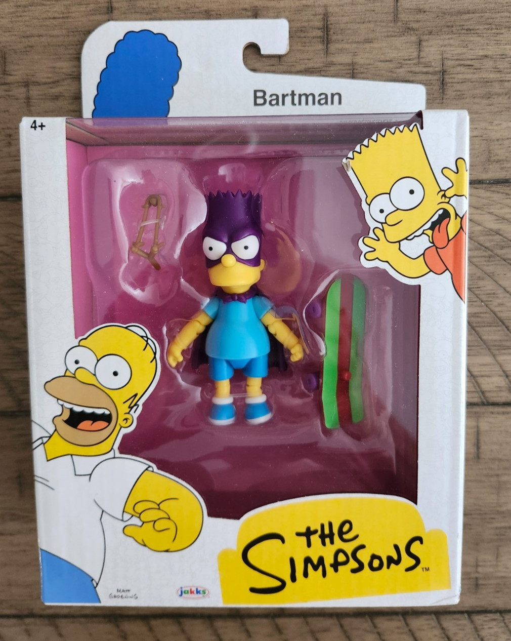 The Simpsons Bart Bartman Articulated Action Figure Skateboard Slingshot 5" New