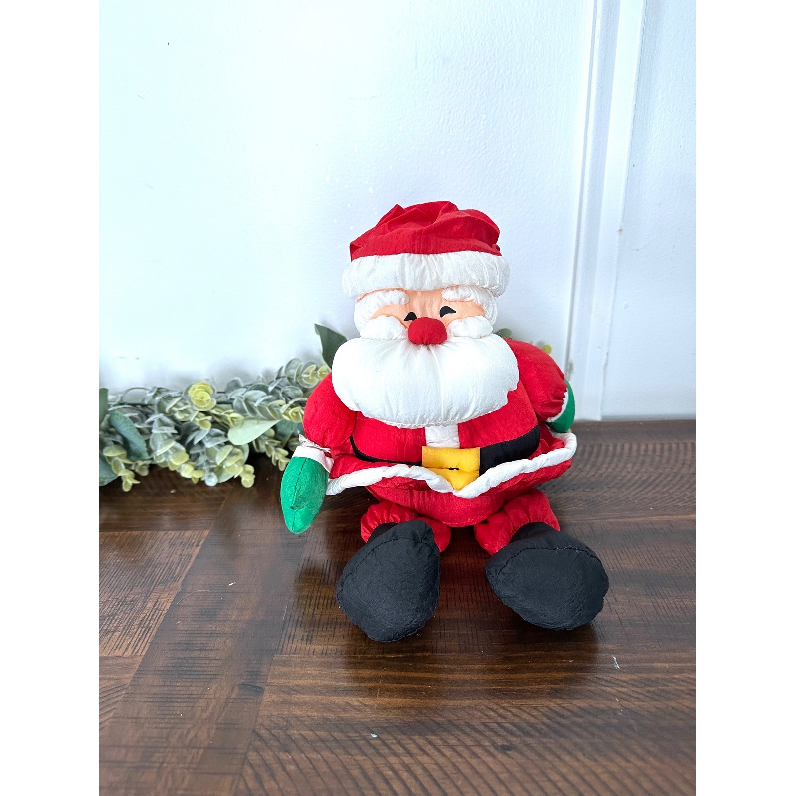 Vintage Nylon Santa Claus Hallmark Puffy Parachute stuffed Christmas