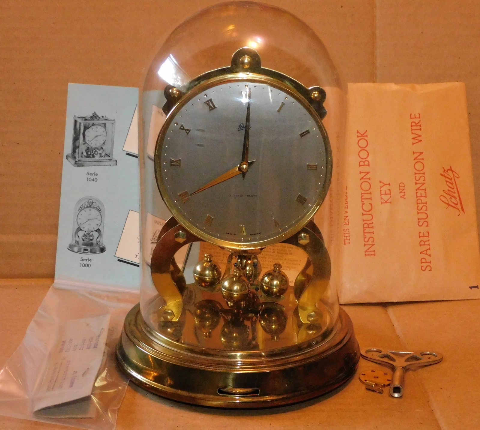 Vintage Schatz 1000 Day Anniversary Clock with Original Box AS IS for Parts