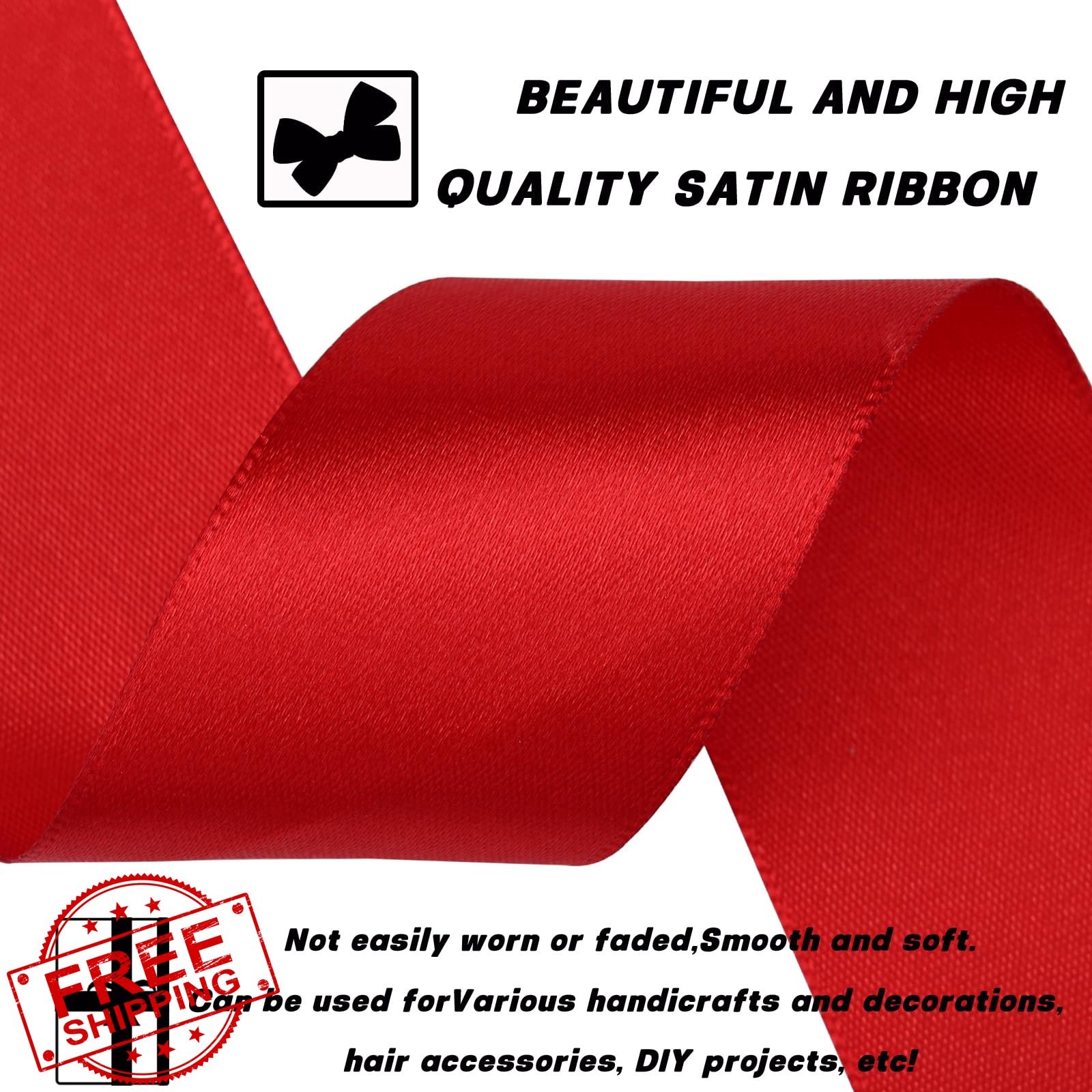 NISDOCF 1-1/2" 60yd Wine Red Satin Ribbon Gift Wrap Craft Floral Wedding