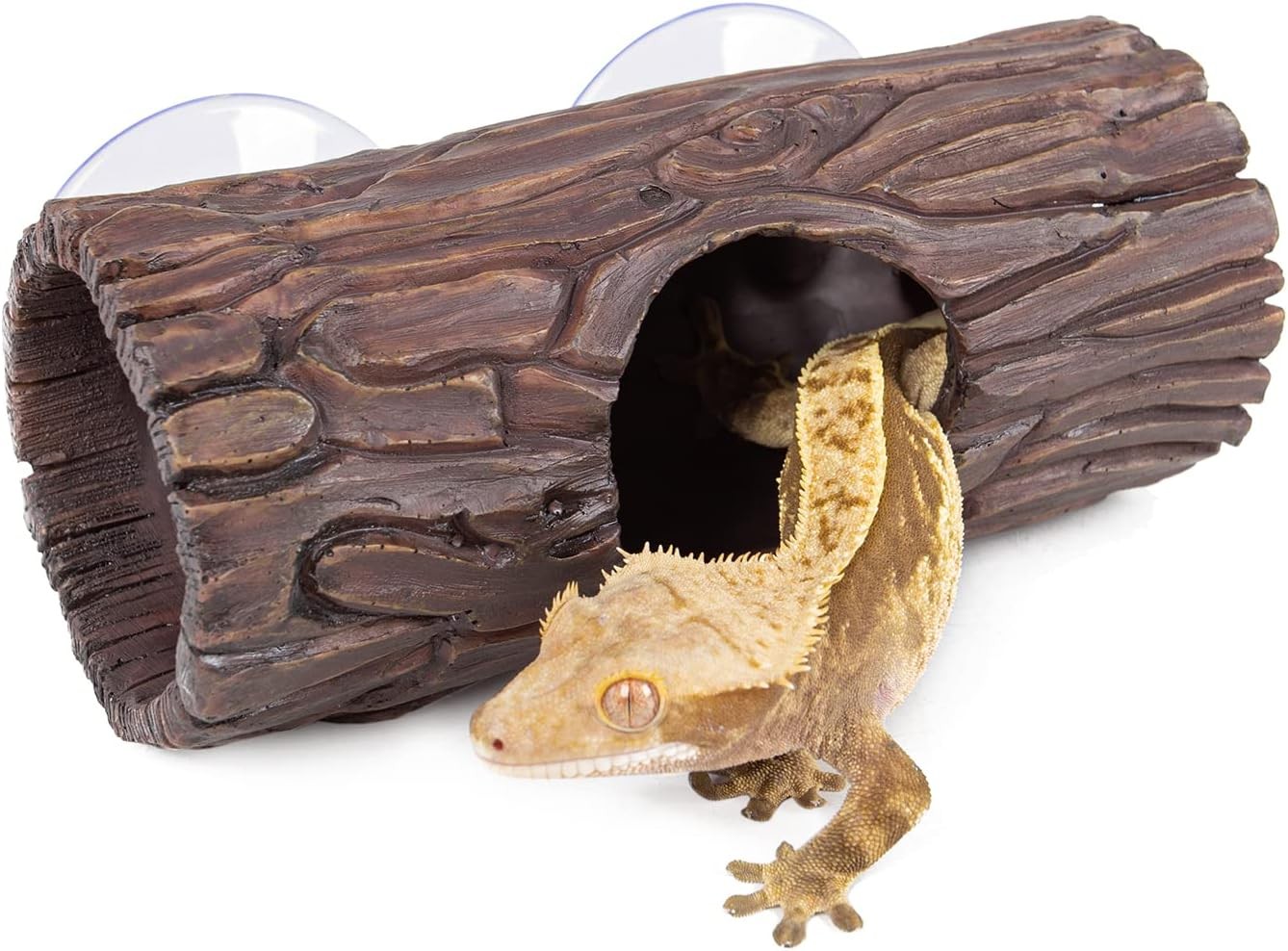 REPTIZOO Reptile Hide Cave Resin Hollow Tree Trunk Hideout Hermit Crab Climbing