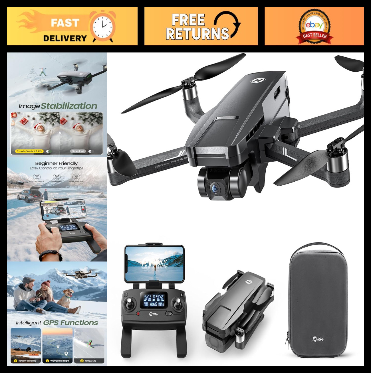 4K GPS Drone with 2-Axis Gimbal, 120°FOV Camera, Brushless Motor, 5G WiFi, Smart