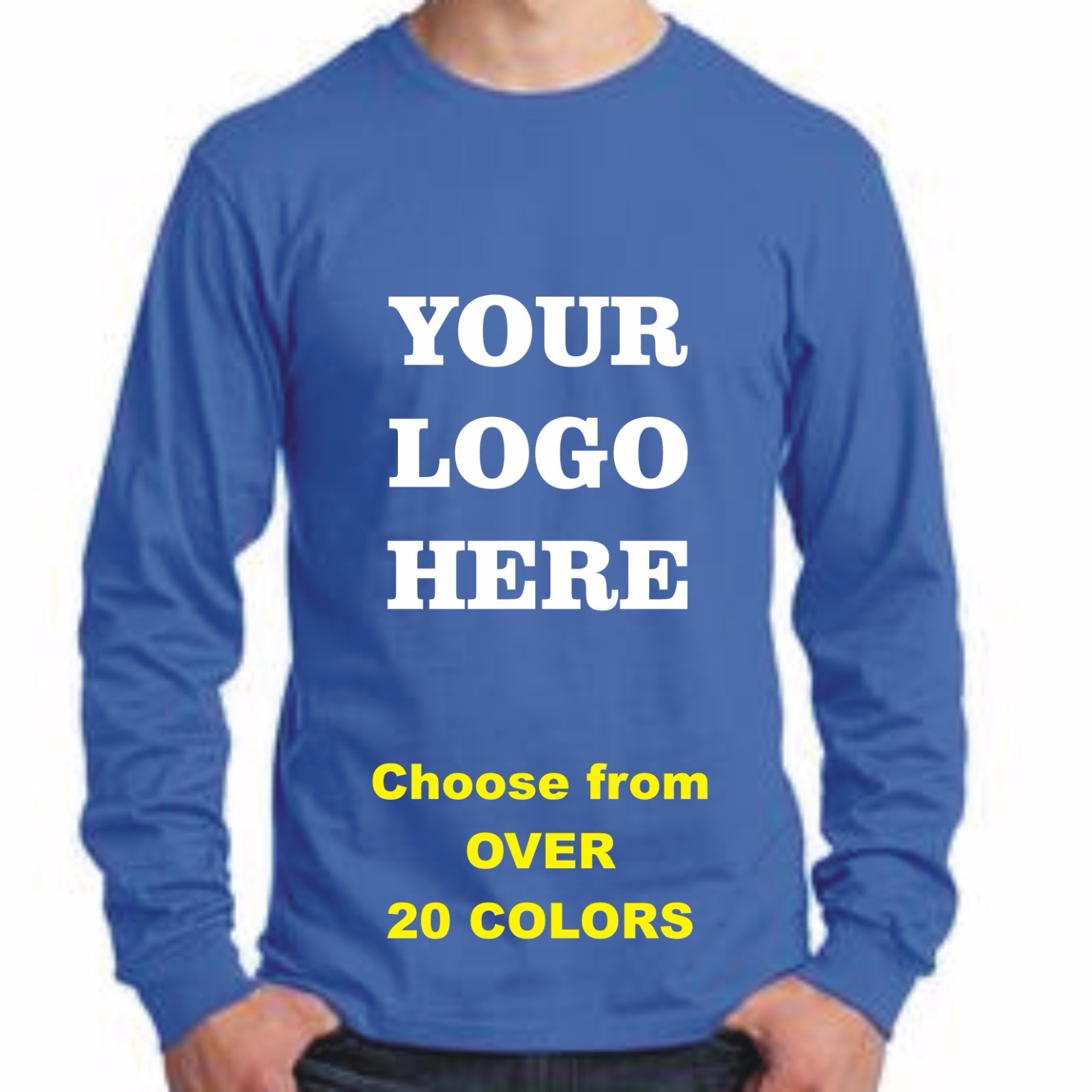 50 Custom Silk Screen Printed LONG SLEEVE T-Shirts ANY COLOR-$8.00 EACH BULK TEE