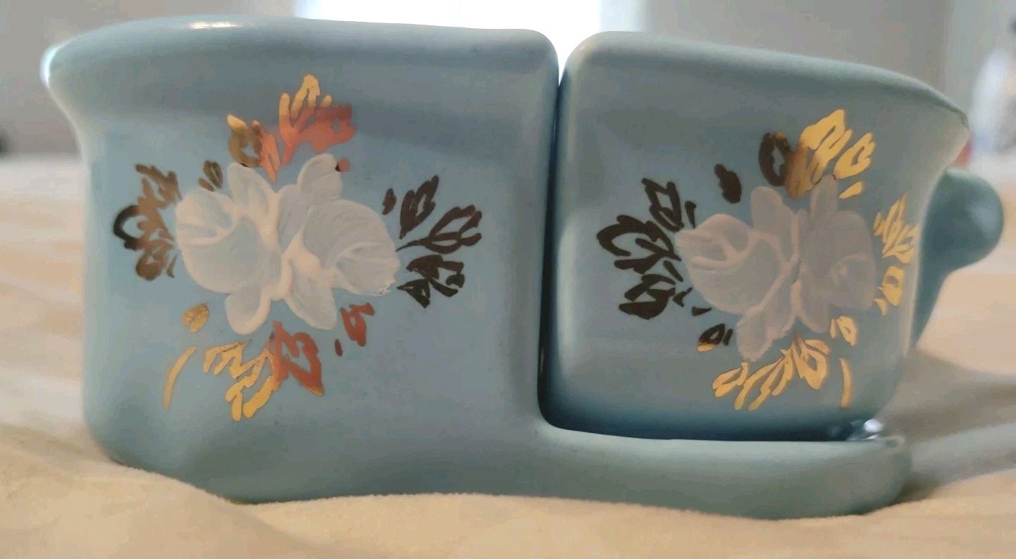 Vintage Nor-So Camden Ark USA 830 Floral Creamer Sugar Set 22K Gold Rim EUC