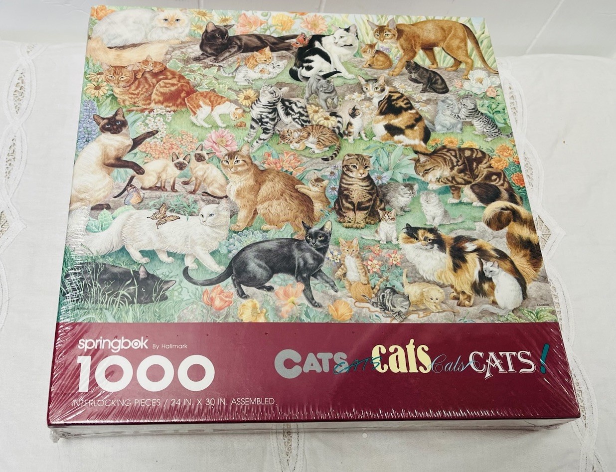 Springbok Cats Cats Cats 1000 Piece Jigsaw Puzzle Playful Fun Whimsical NEW