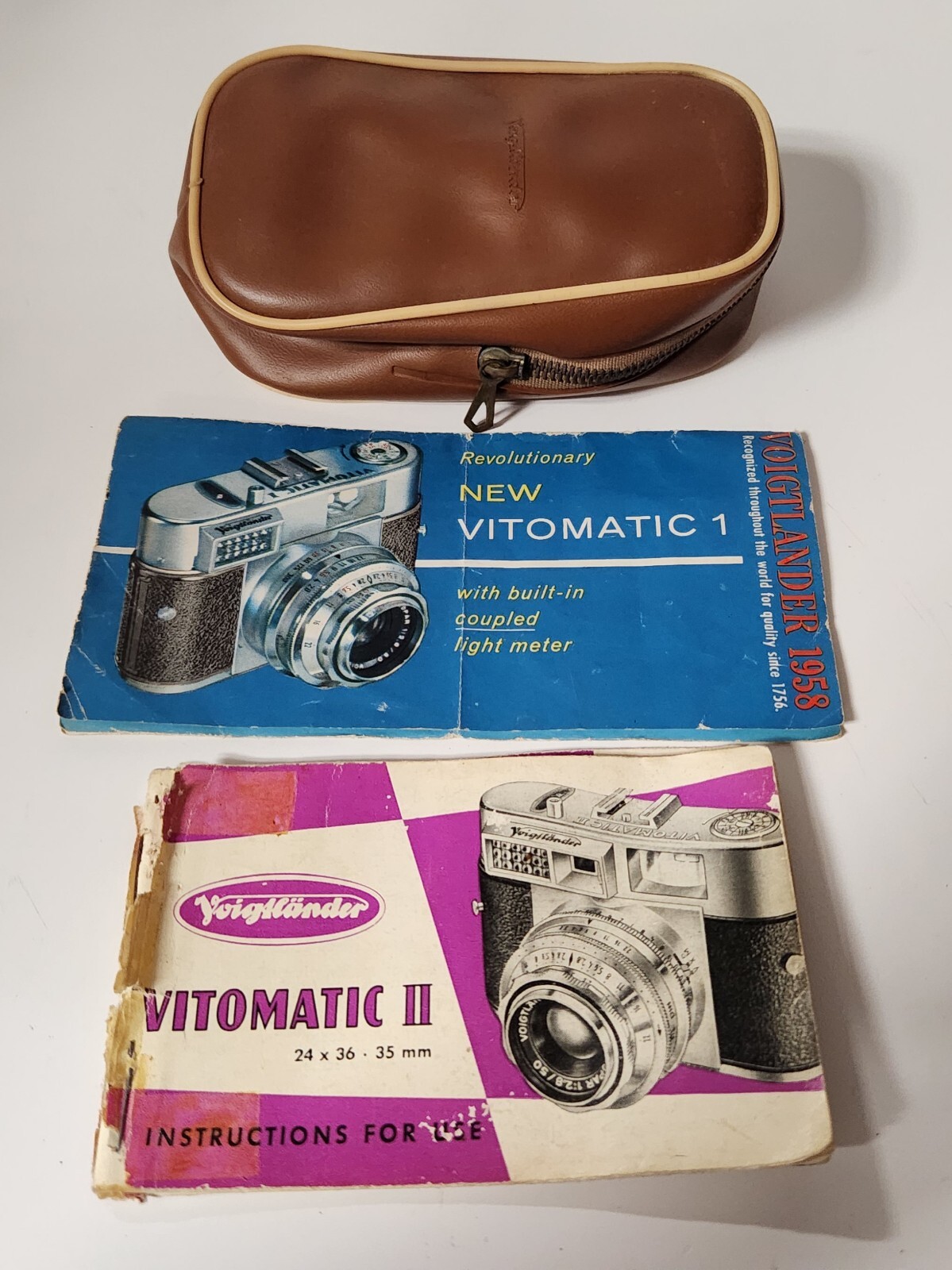 Voigtlander Manuals and Leather Camera Case