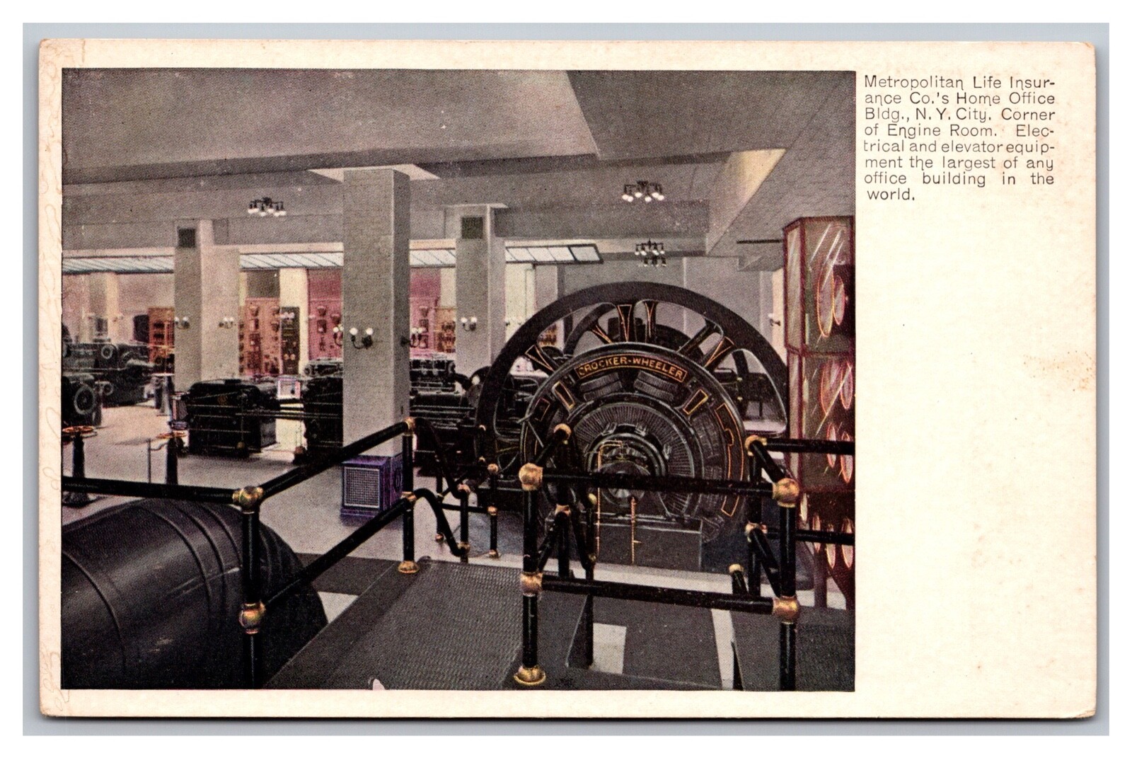 New York City, NY, Metropolitan Life Insurance Electrical Engine Room, Postcard 