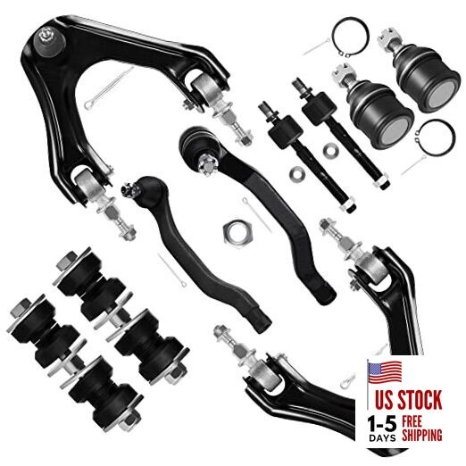  10pcs Front Suspension Kit Upper Control Arm Inner Outer Tie Rod End Sway Bar 