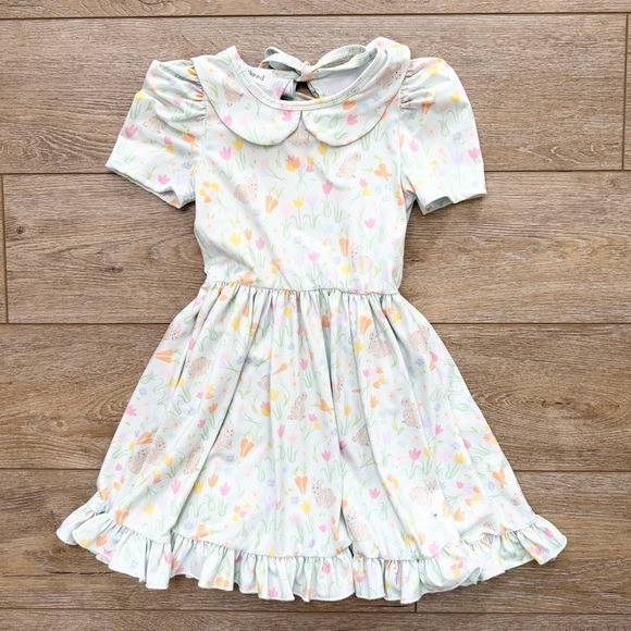 Bunny Blooms Twirl Dress Little Stocking Co. by Girlhood Sz 7 Mint Green Easter