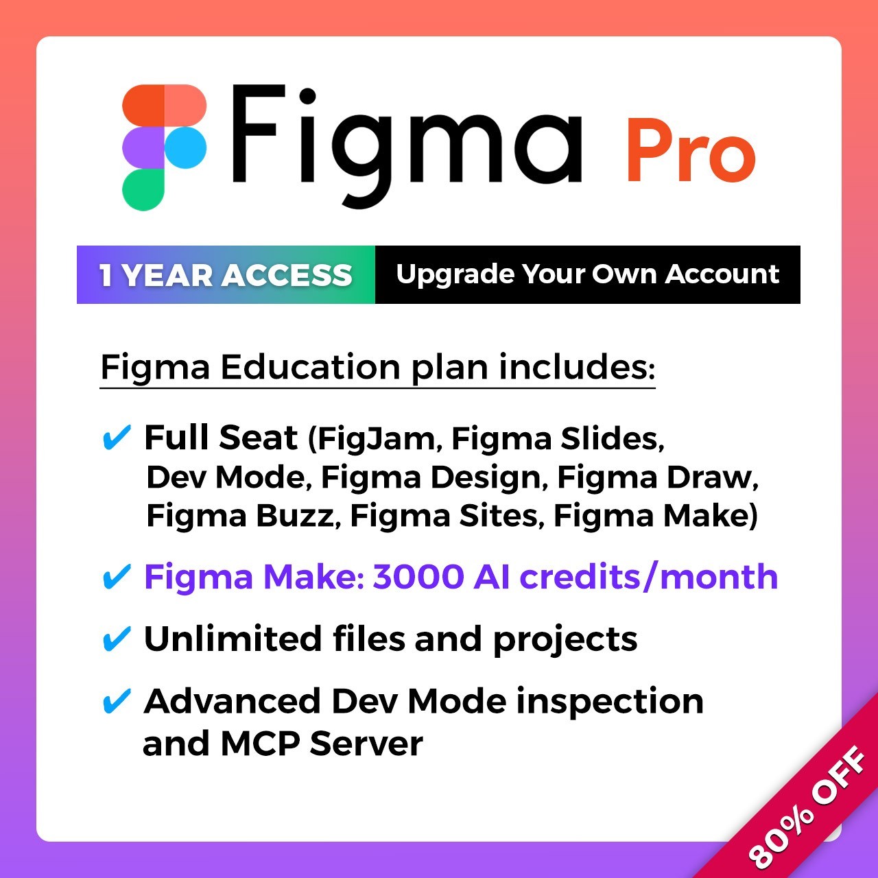 🥷 Figma Edu ‒ 1-Year | Full Seat, AI Credits for Figma Make