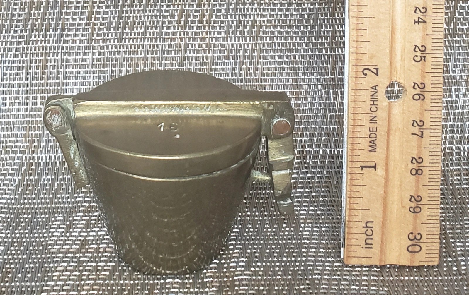 Antique Brass Mining  Nesting Cup Weights Full Set 5 Pcs Shiny Weight 15.6 Oz