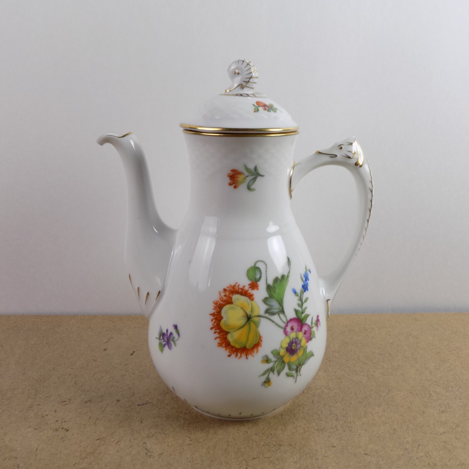 B&G Bing & Grondahl Saxon Flowers Coffee Pot 9.5" Tall VGC Denmark