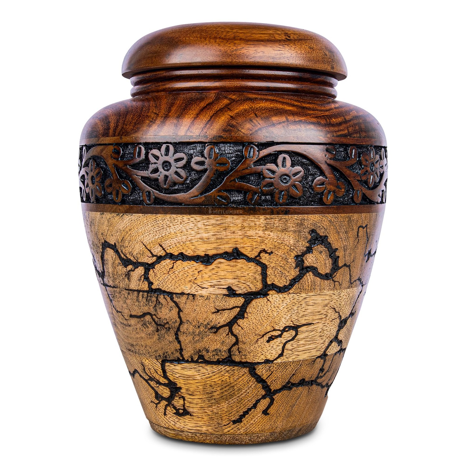 Cremation Urn for Human Ashes Adult Male or Female, Wooden Urn, Hand Carved M...